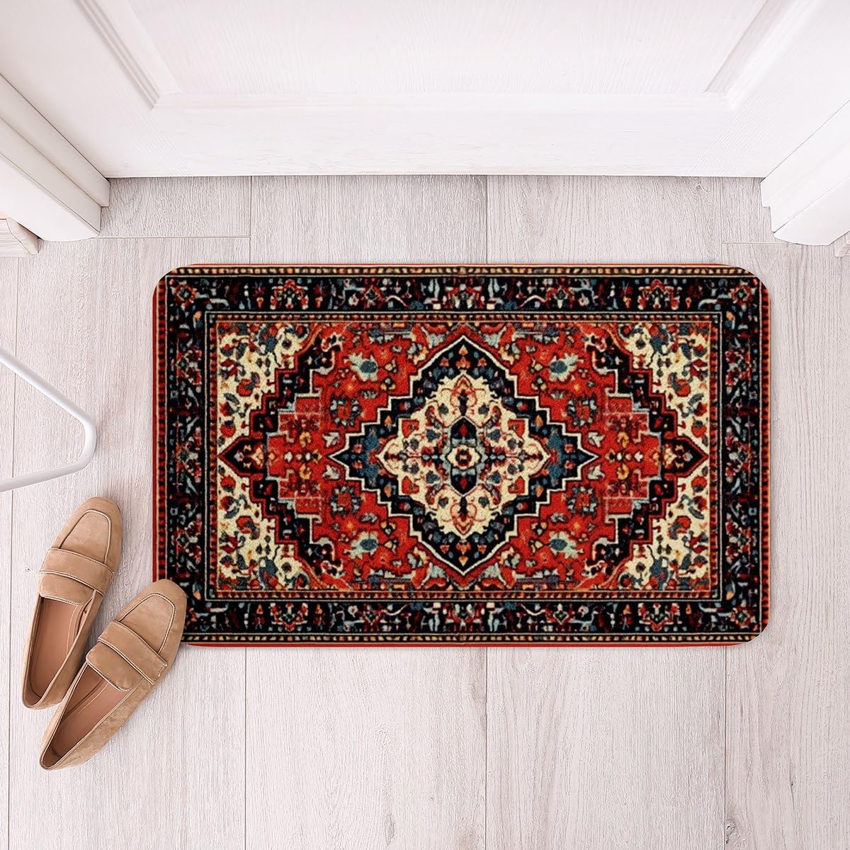 Alfombras de baño Art Deco, alfombra de baño oriental para niñas y mujeres, alfombra de baño antideslizante con medallón vintage, de 16 x 24