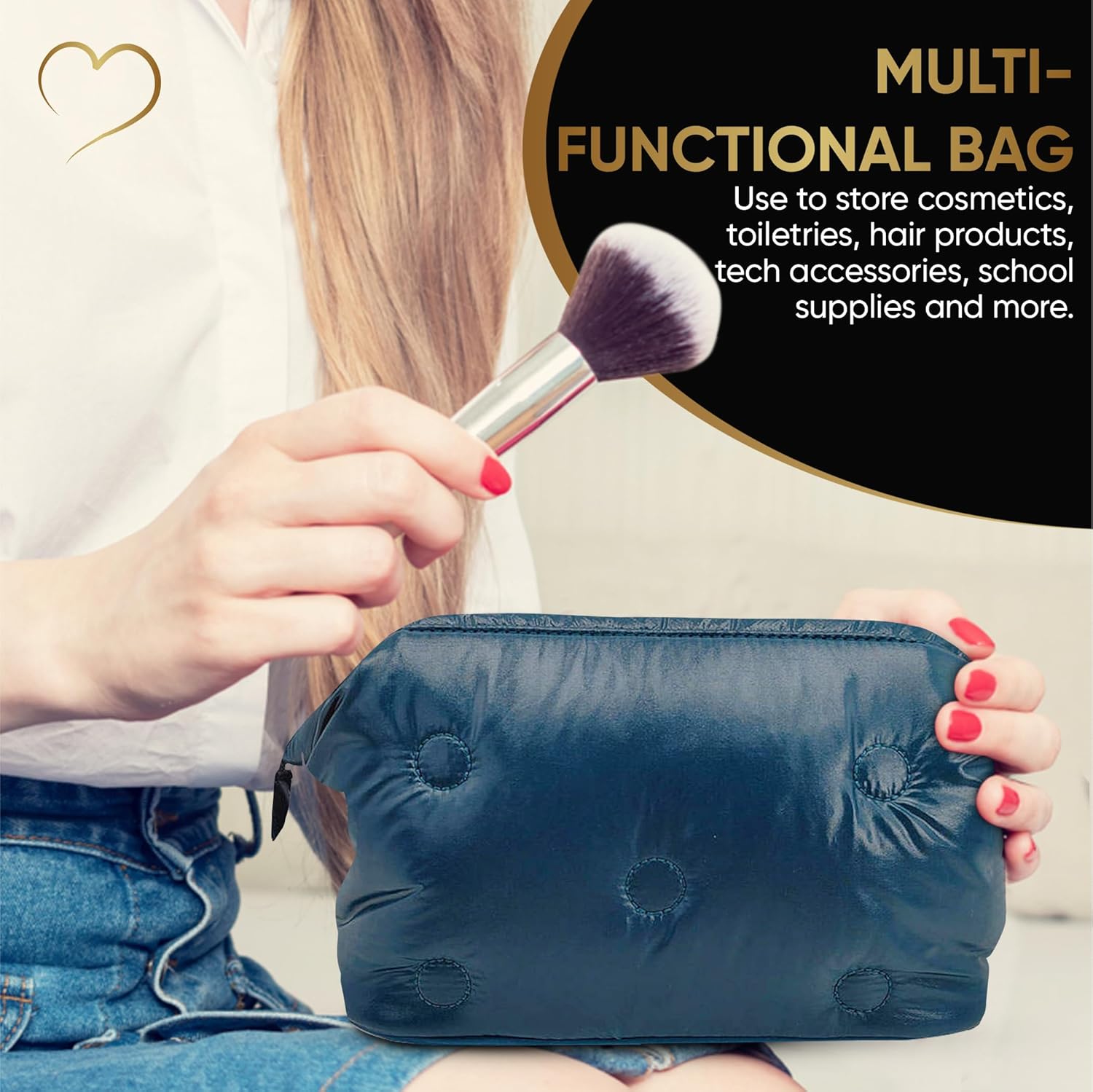 Bolsa de maquillaje, artículos esenciales de viaje, neceser para mujer, bolsa de cosméticos, bolsa de viaje de nailon repelente al agua, estilo