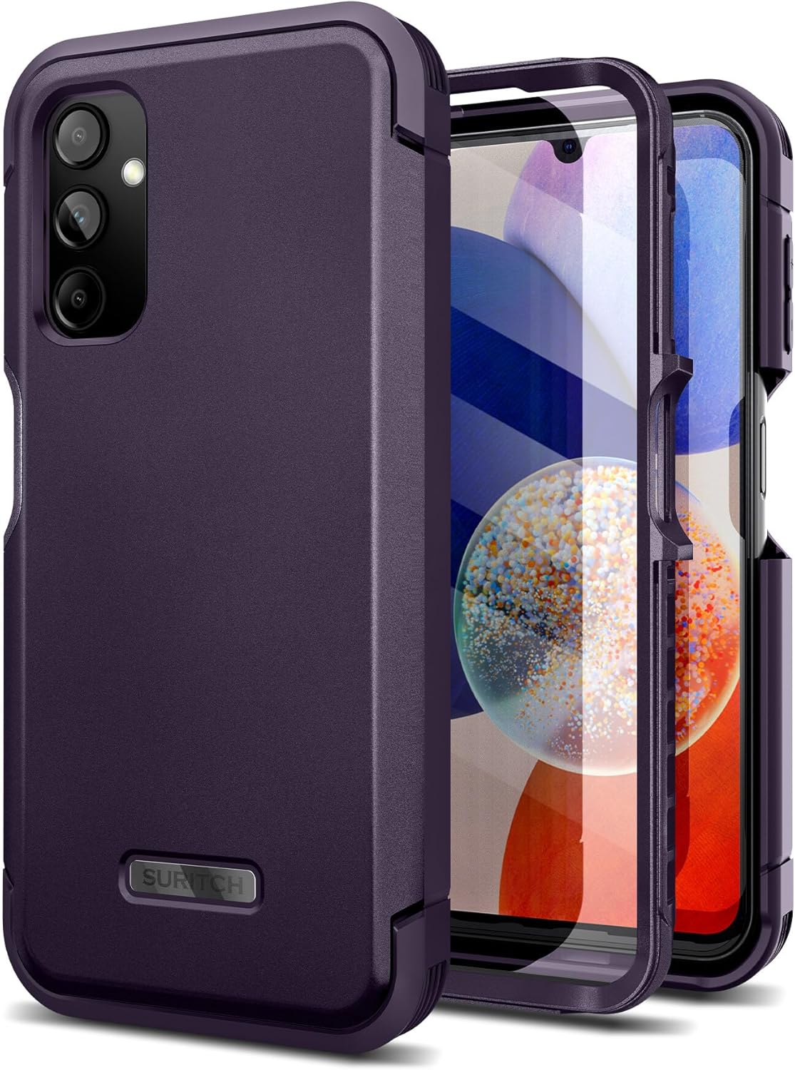 SURITCH Funda para teléfono Samsung Galaxy A14 5G, protector de pantalla integrado Protección resistente a prueba de golpes de doble capa cubierta