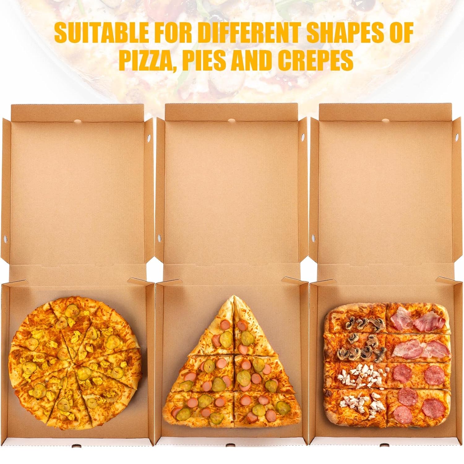PerKoop 100 cajas de pizza de 10 x 10 pulgadas, caja de pizza vacía a granel, caja cuadrada de cartón para pizza, caja de pizza reutilizable,