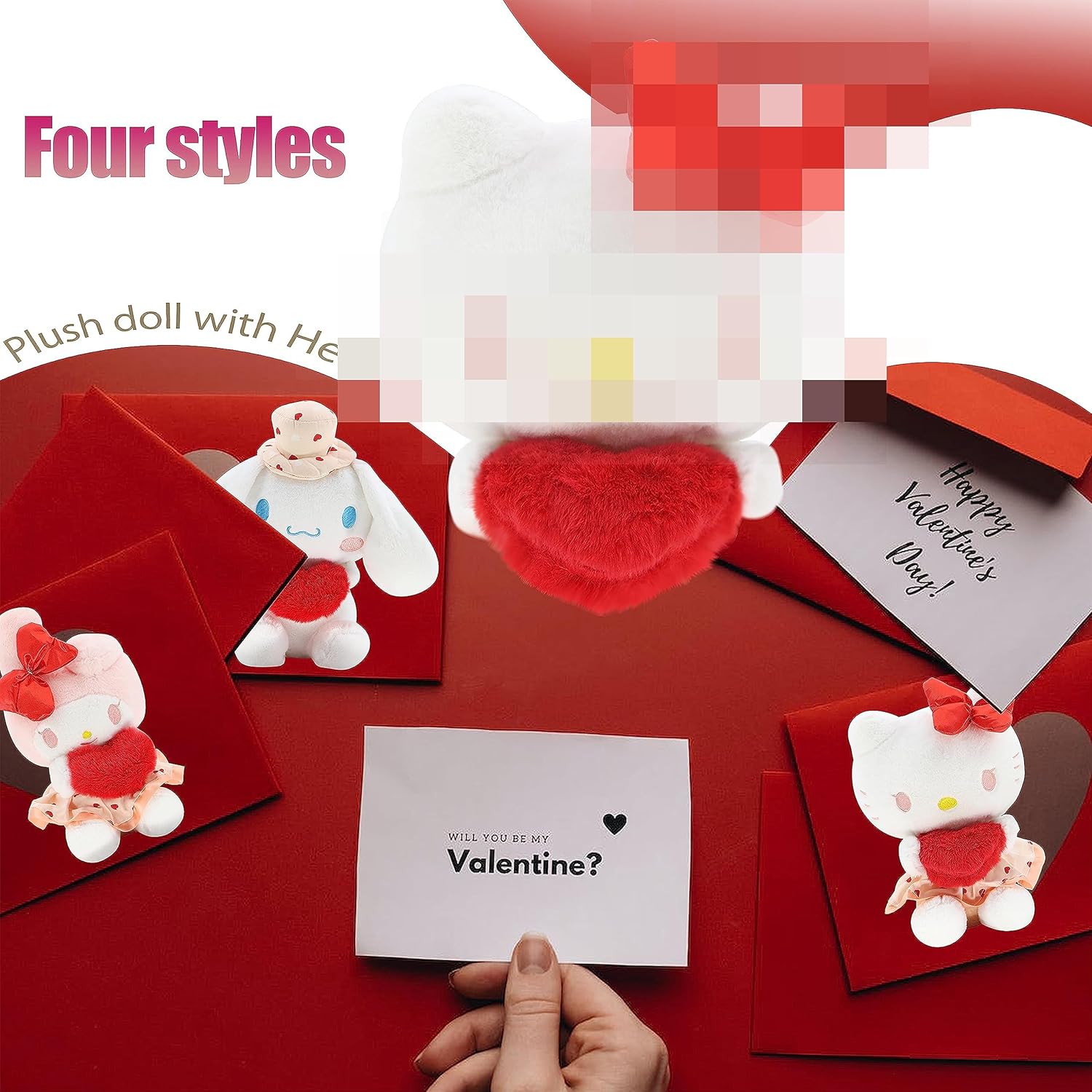 Ahlsense Lindo animal de peluche con corazón suave Kawaii, juguetes de peluche para niños, regalos de San Valentín para niñas, amantes de la