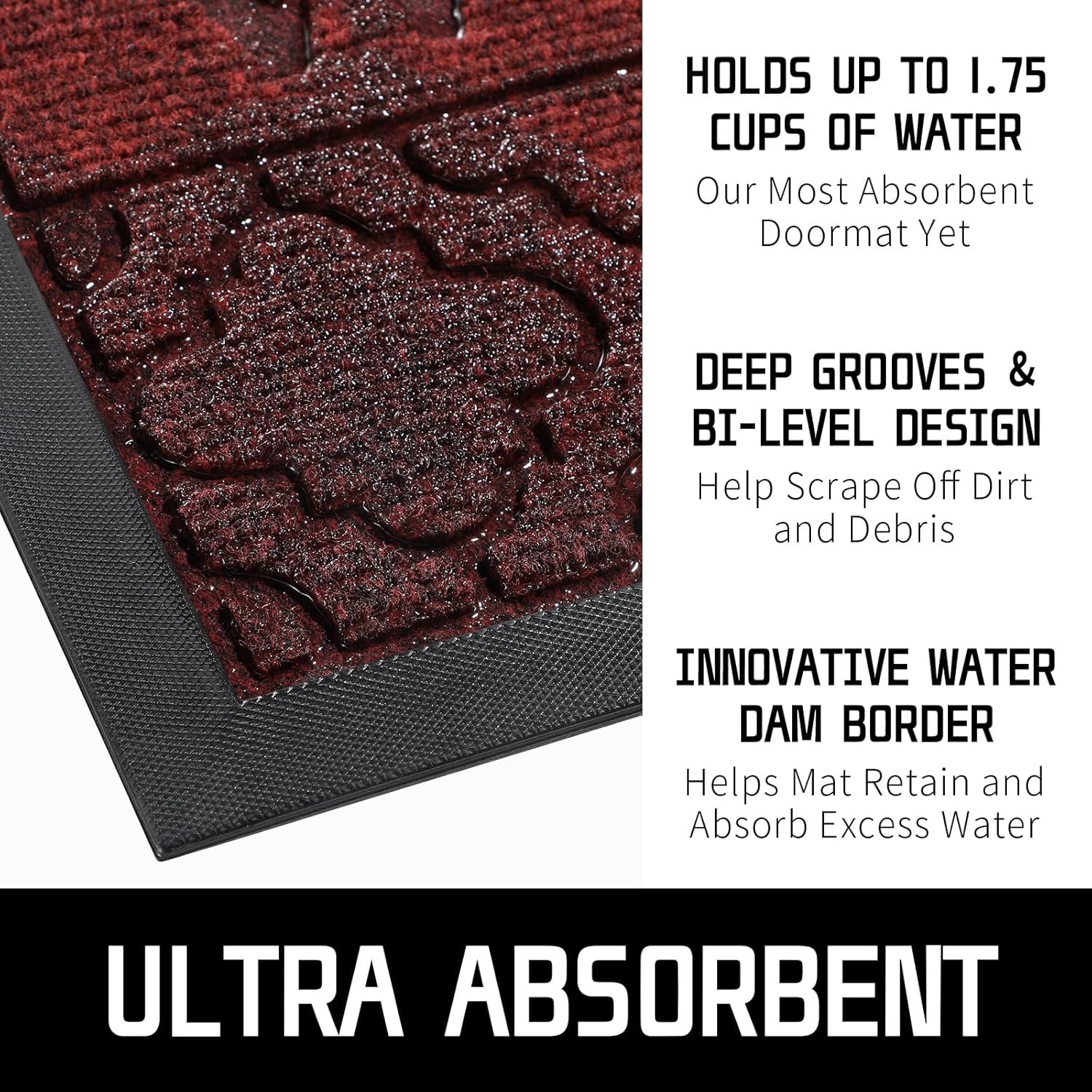 Yimobra – Tapete de bienvenida impermeable y antideslizante para interiores y exteriores, resistente, para todo tipo de clima, de bajo perfil, para