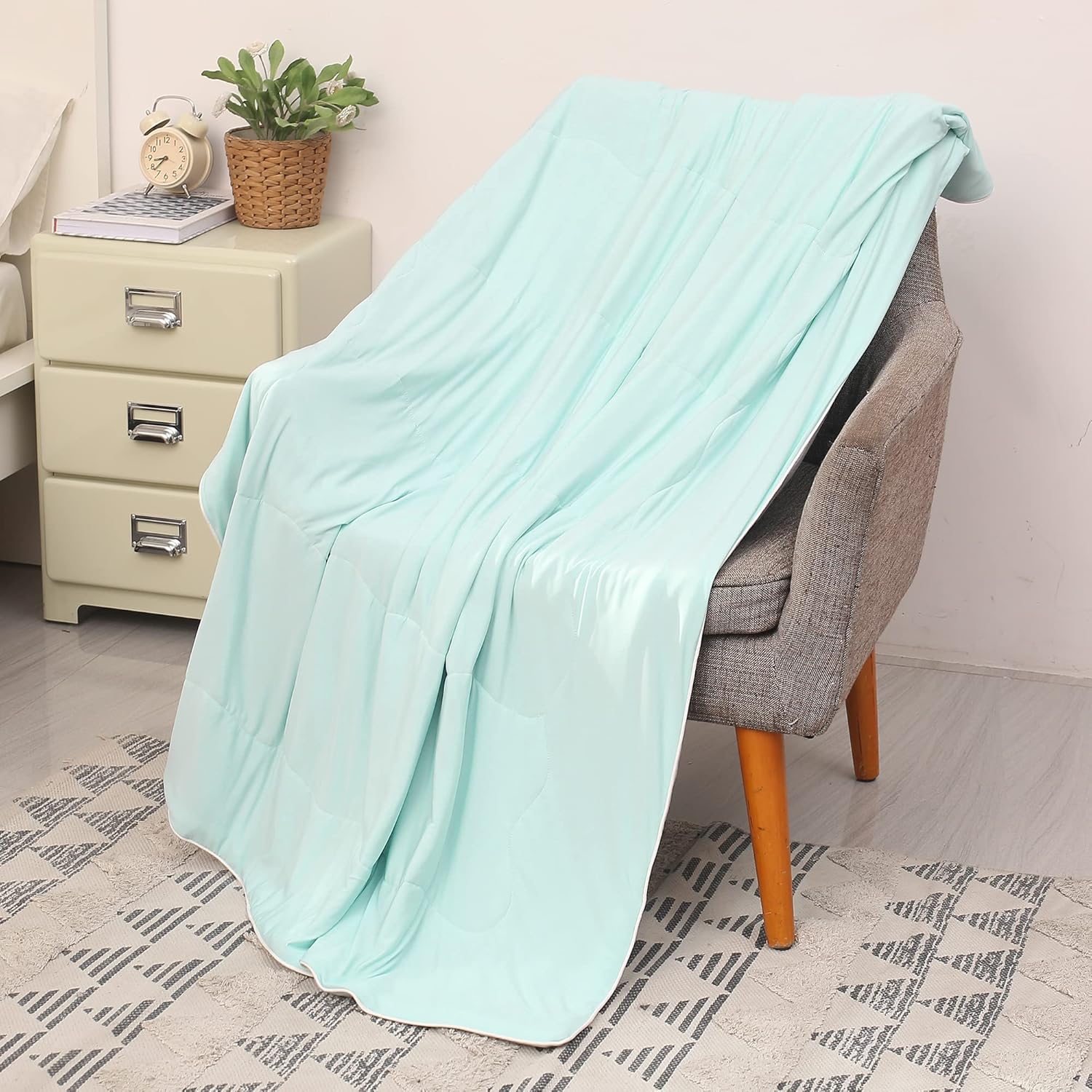 Catalonia Manta refrescante reversible, edredón ligero de verano para personas que duermen con calor, edredón de verano suave y sedoso, 50 x 60
