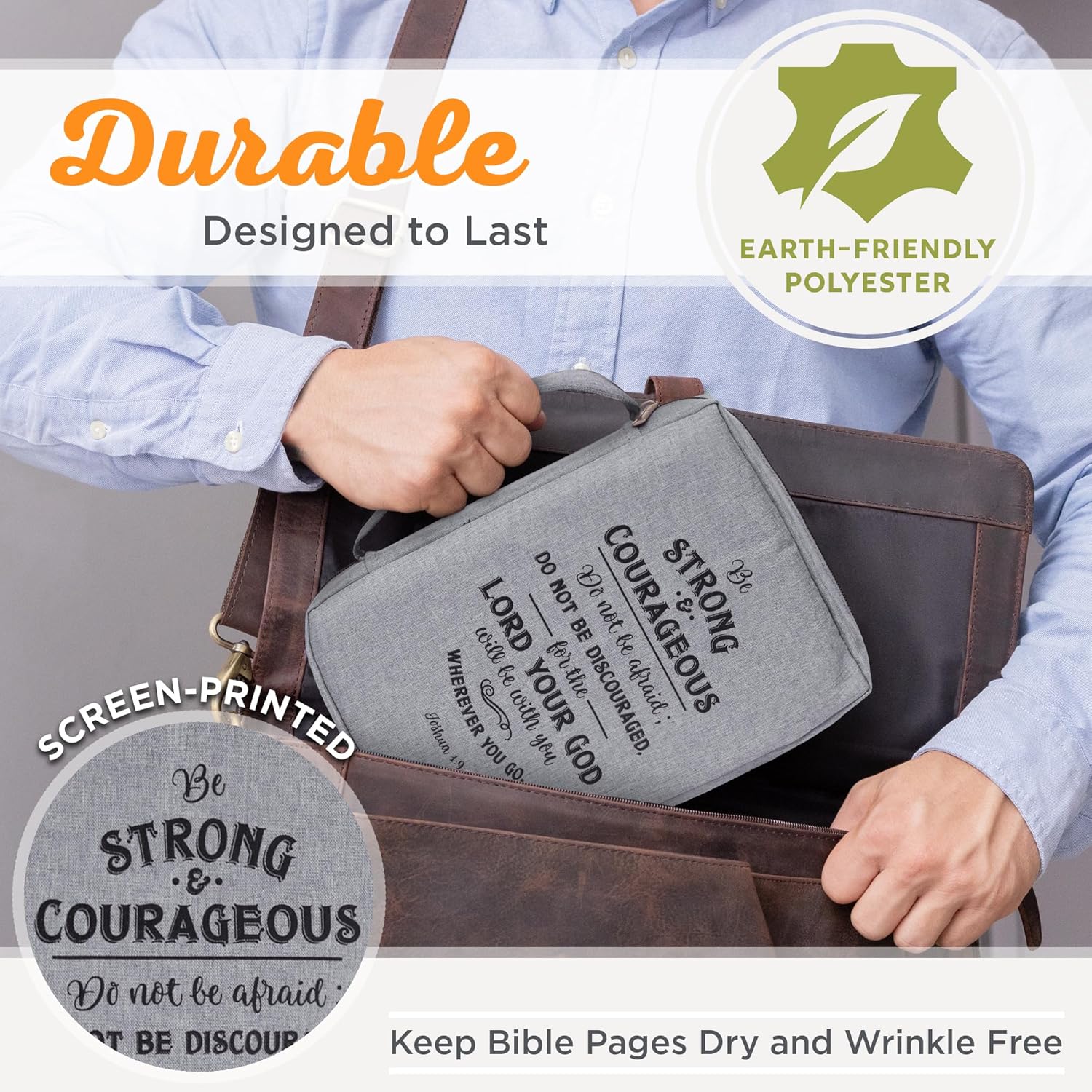 Funda de lona para hombres y mujeres con cremallera para Biblia o libro con asa.