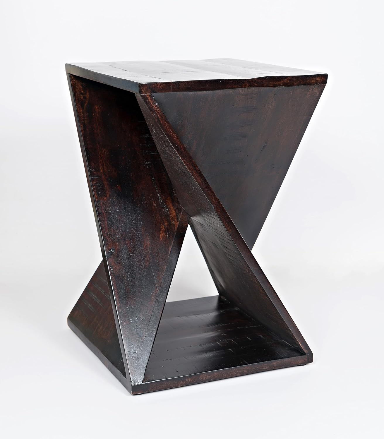 Mesa de jaspe moderna de mediados de siglo en ángulo de madera maciza de mango de 24 pulgadas de alto premontada