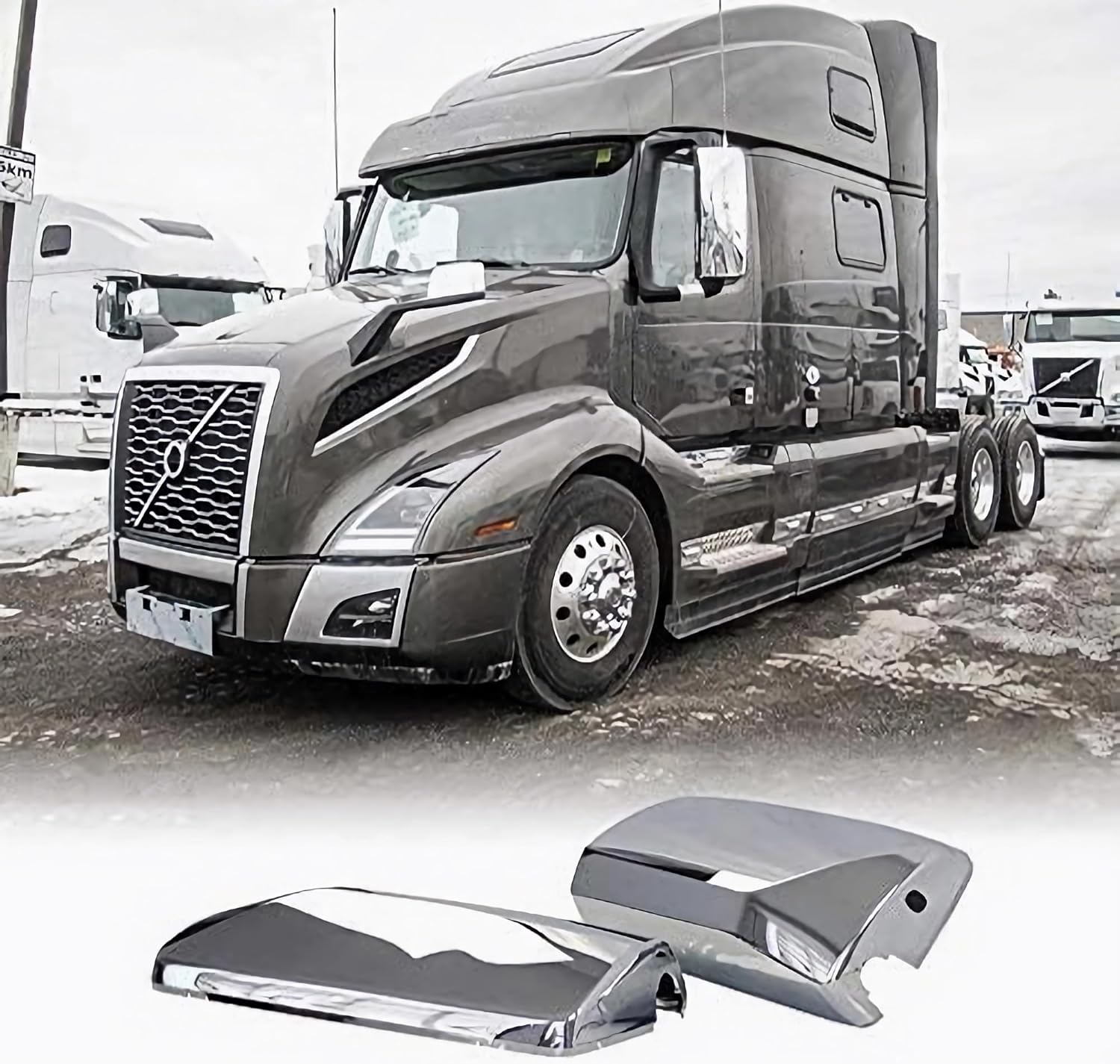 aostirmotor Par de cubiertas cromadas para espejo de puerta para Volvo VNL, cubiertas cromadas para espejos laterales para Volvo VNL VN VNM