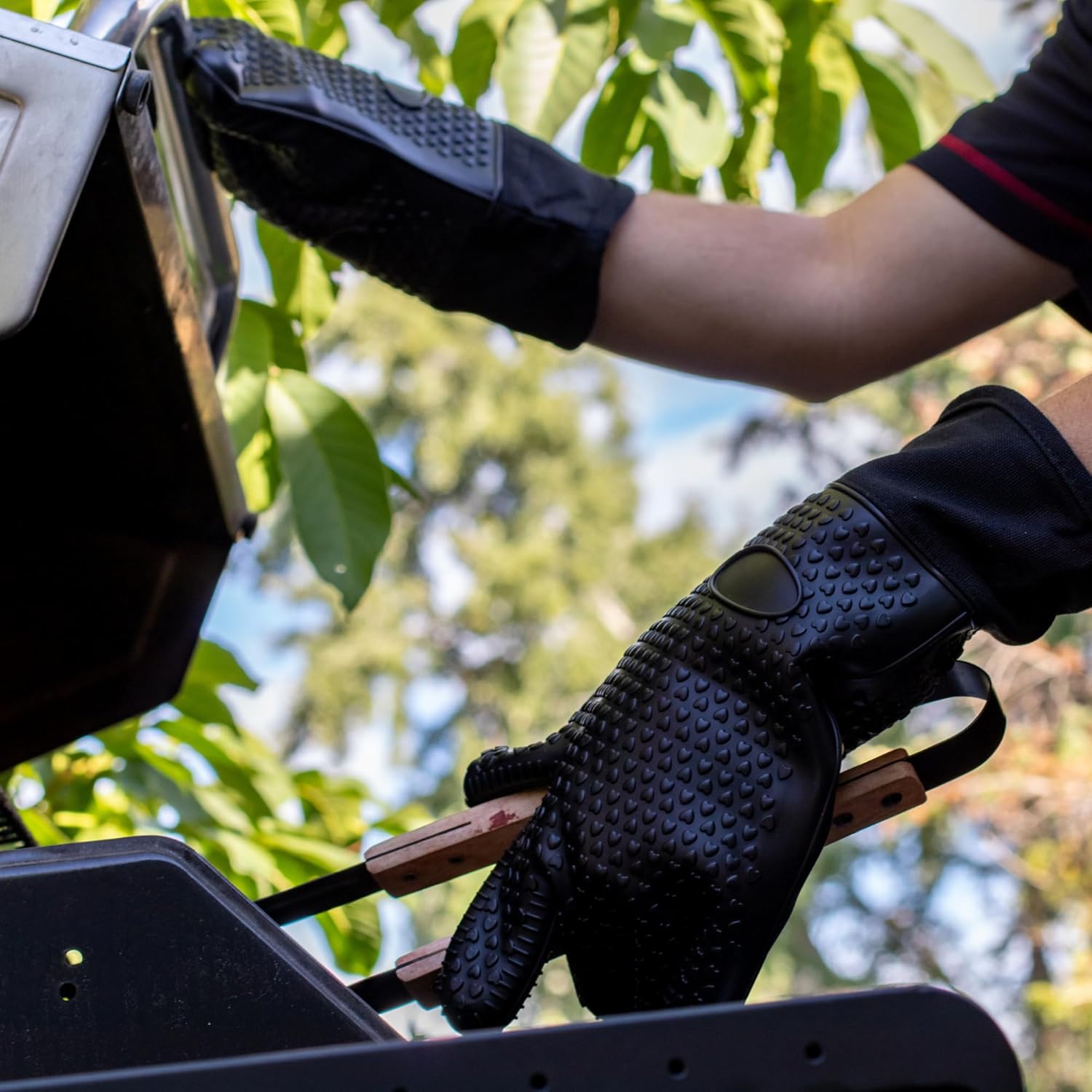 Accesorios de barbacoa premium para parrilla, guantes de cocina resistentes al calor, guantes de horno, soportes para ollas y suministros para el