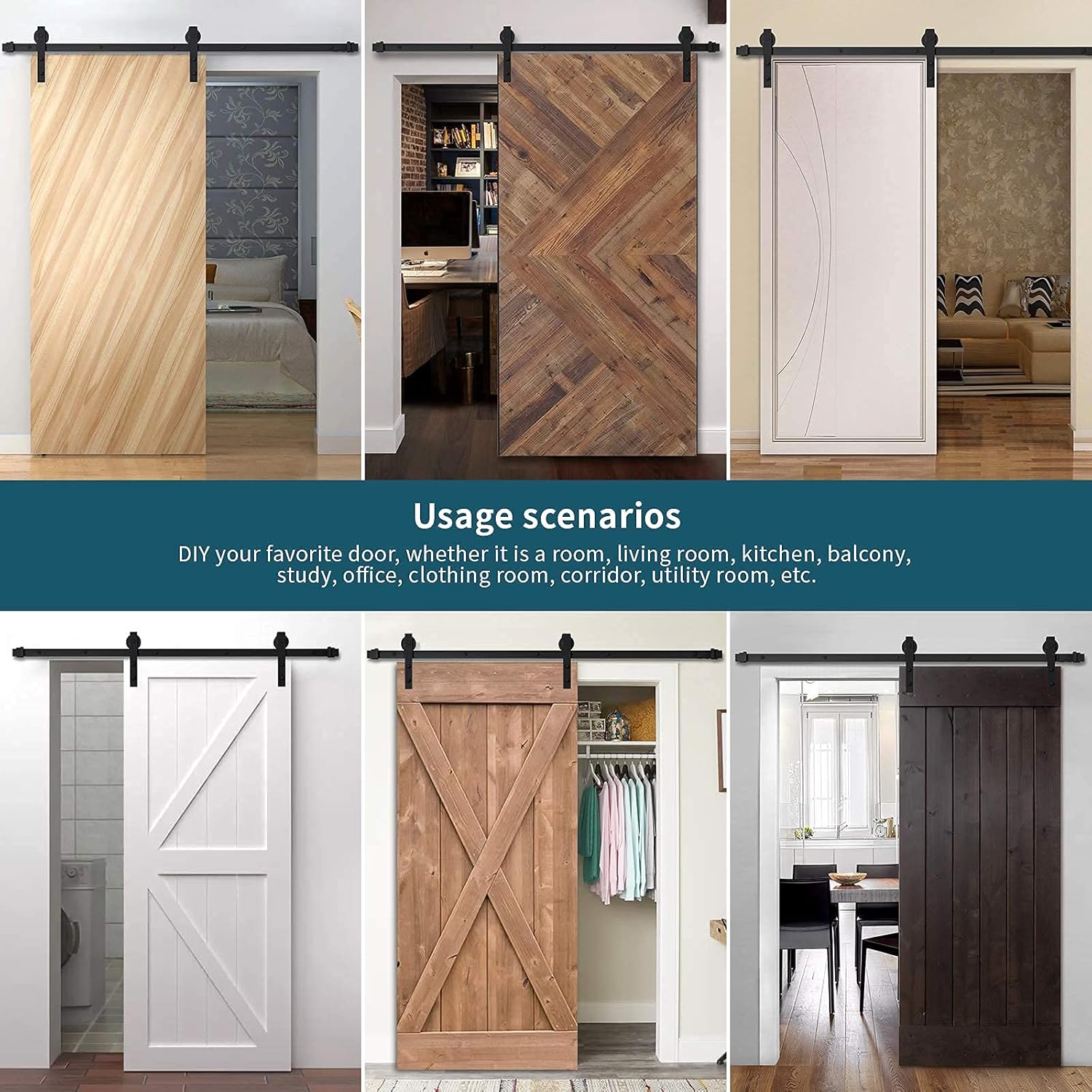 Homlux – Kit de herrajes para puerta corrediza de granero de alta resistencia, suaves y silenciosos, simples y fáciles de instalar, se ajustan a