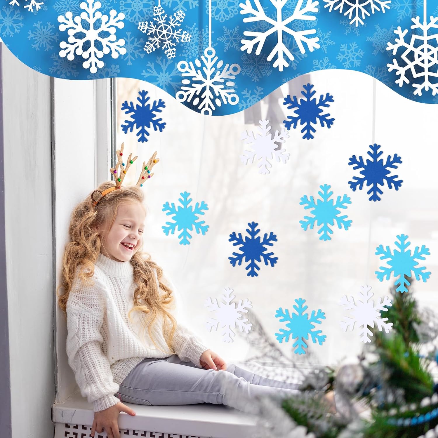 360 piezas de papel de copo de nieve de 3.9 pulgadas, copos de nieve de invierno con forma de copo de nieve para niños, papel troquelado para