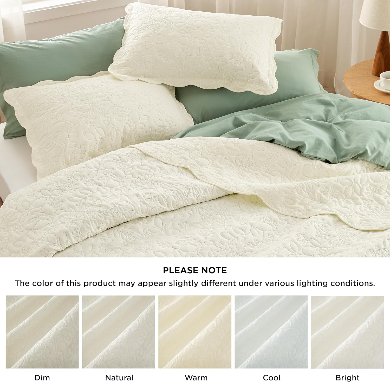Bedsure Juego de edredón tamaño King  Juego de ropa de cama prelavado tamaño King  Colcha ultrasuave tamaño King  Colcha de color amarillo crema