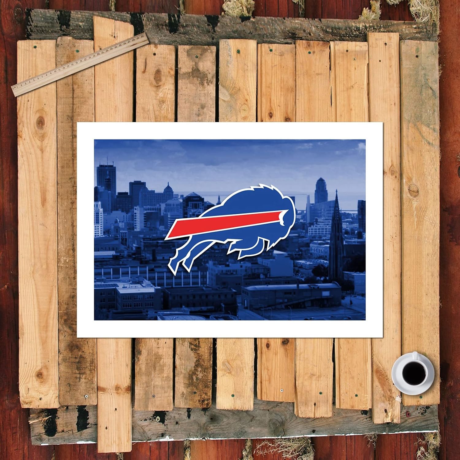 Buffalo City Póster de fútbol americano con texto en inglés “Bills” de fútbol americano, para decoración de pared, arte de sala de estar, póster