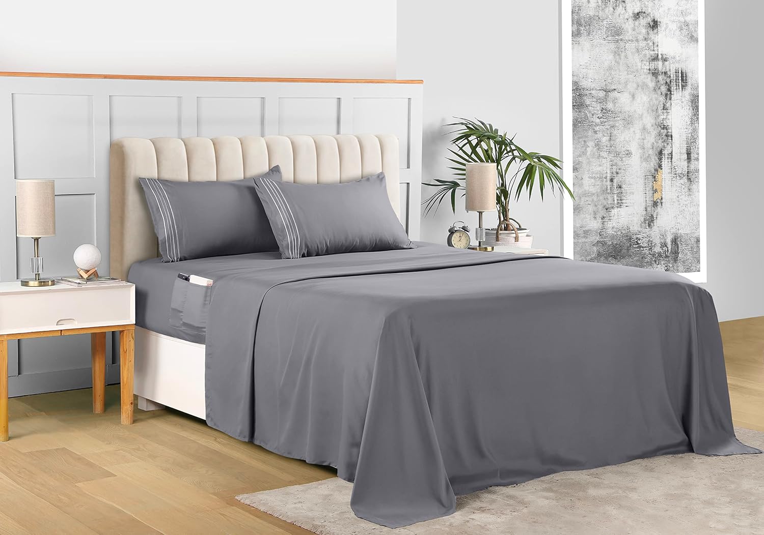 Utopia Bedding Juego de sábanas California King, sábanas de lujo de microfibra suave de 4 piezas con bolsillos profundos – Fundas de almohada