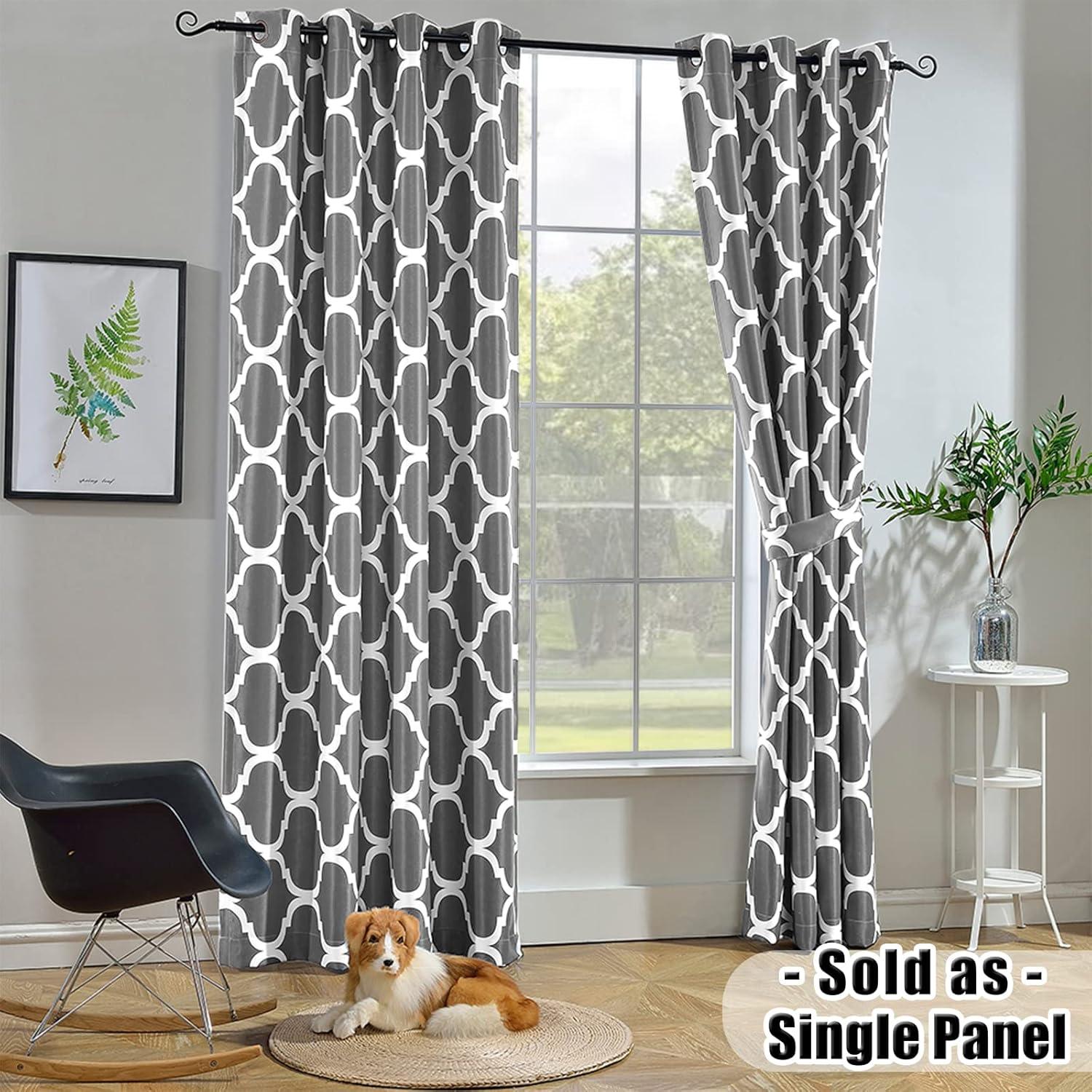Melodieux Cortina opaca con ojales para oscurecer la habitación, estilo marroquí, para dormitorio, cocina, ventanas pequeñas, 52 x 45 pulgadas,