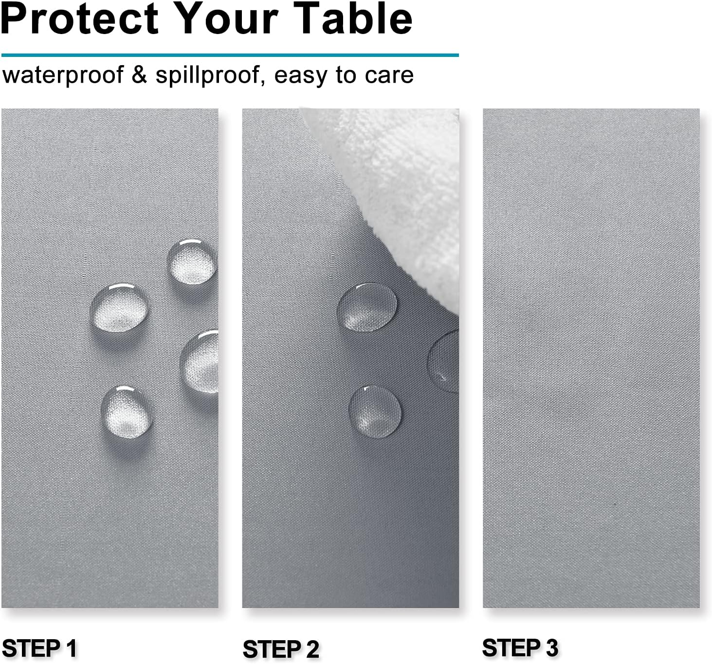 Hiasan – Mantel de tela, rectangular, impermeable, a prueba de derrames y lavable para comedor, cocina, fiestas y exteriores, color gris plateado,