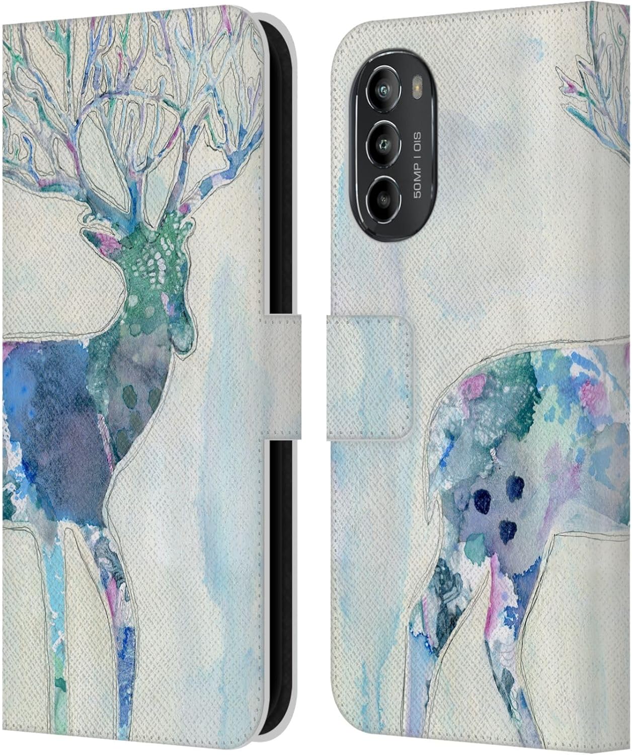 Head Case Designs Officially Licensed Wyanne Quiet Creative Animals 2 Leather Book Wallet Case Cover Compatible with Motorola Moto G82 5G