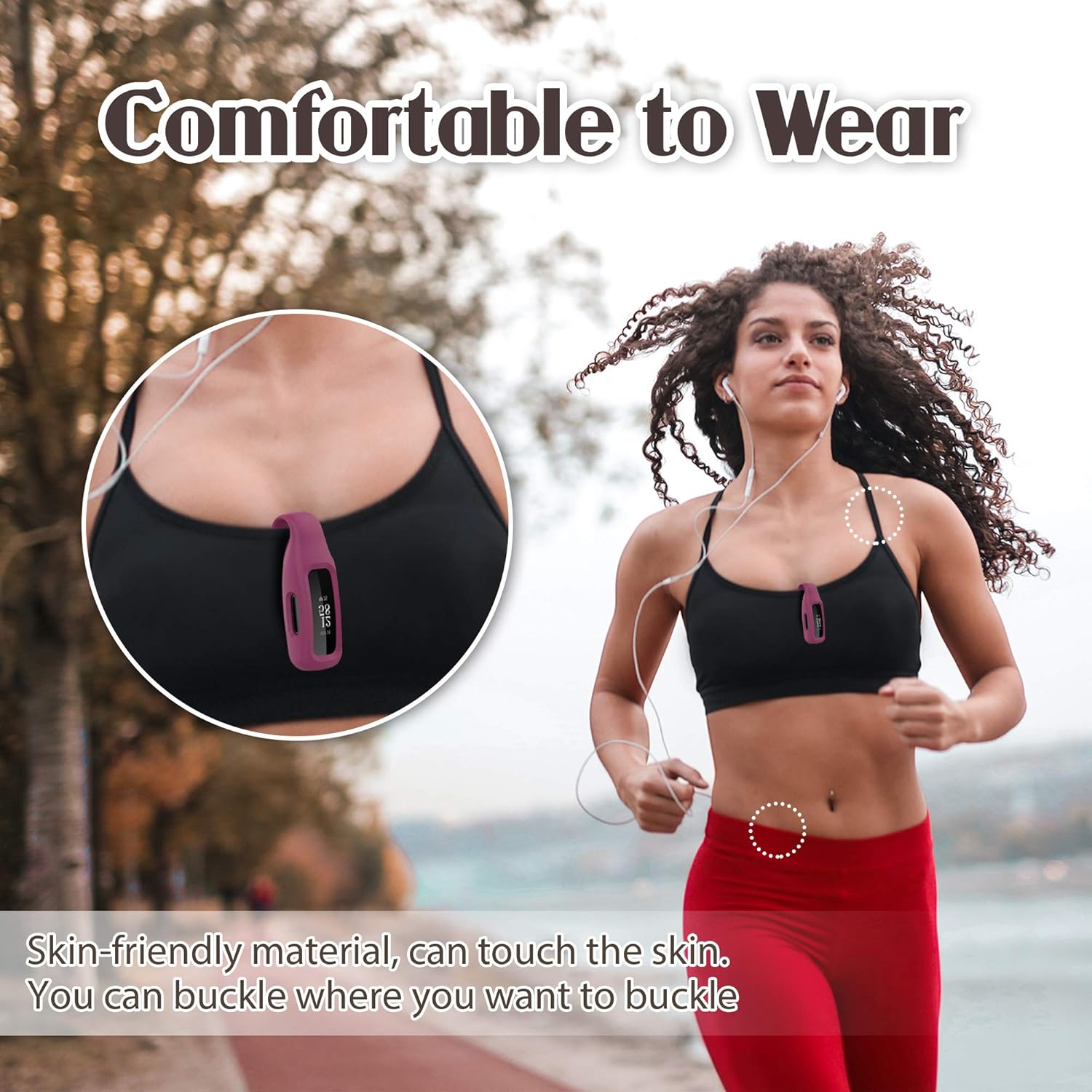 HSWAI Paquete de 3 clips de repuesto para Fitbit Inspire 2Fitbit Inspire 3, clip de silicona suave y cómodo de protección de 360, accesorio