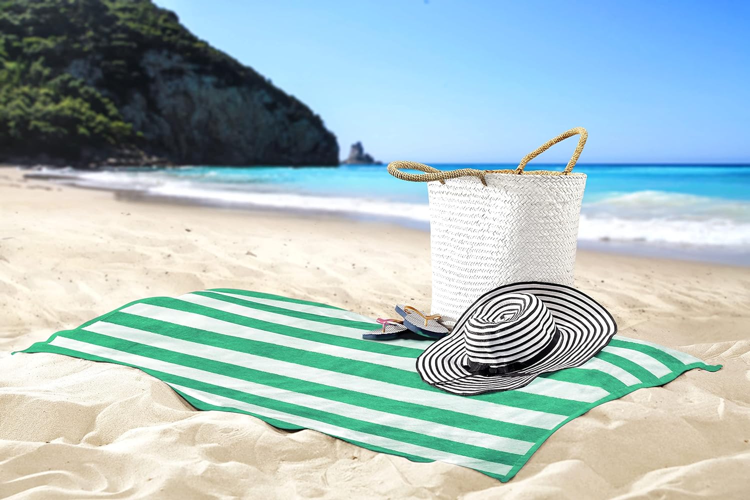 Utopia – Paquete variado de toallas de playa Cabana Stripe (30 x 60 pulgadas) a rayas, 100% algodón hilado en aro, toallas de piscina supergrandes,