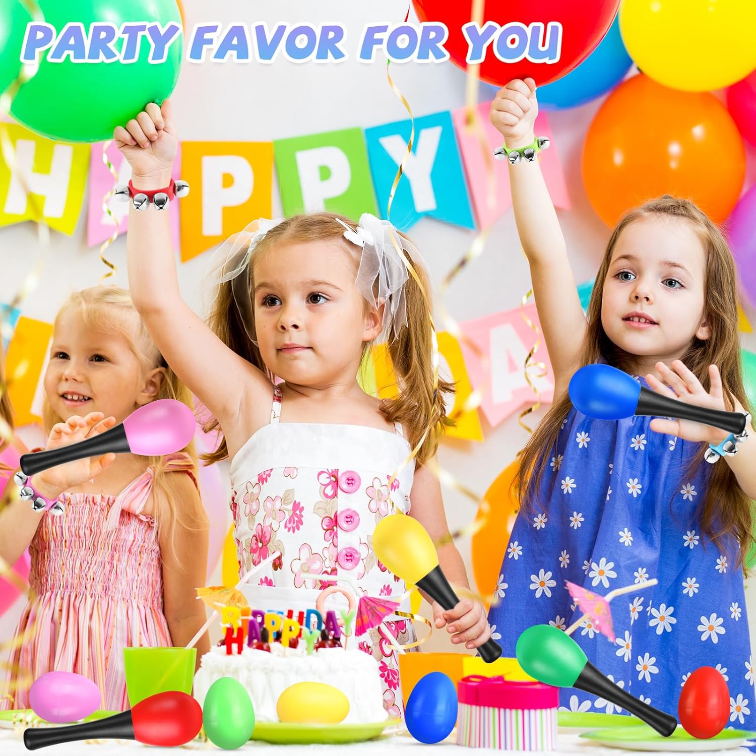 Auidy_6TXD 60 piezas de instrumentos musicales de huevo de Pascua, recuerdo de fiesta musical para niños, juguete de percusión, cascabeles de