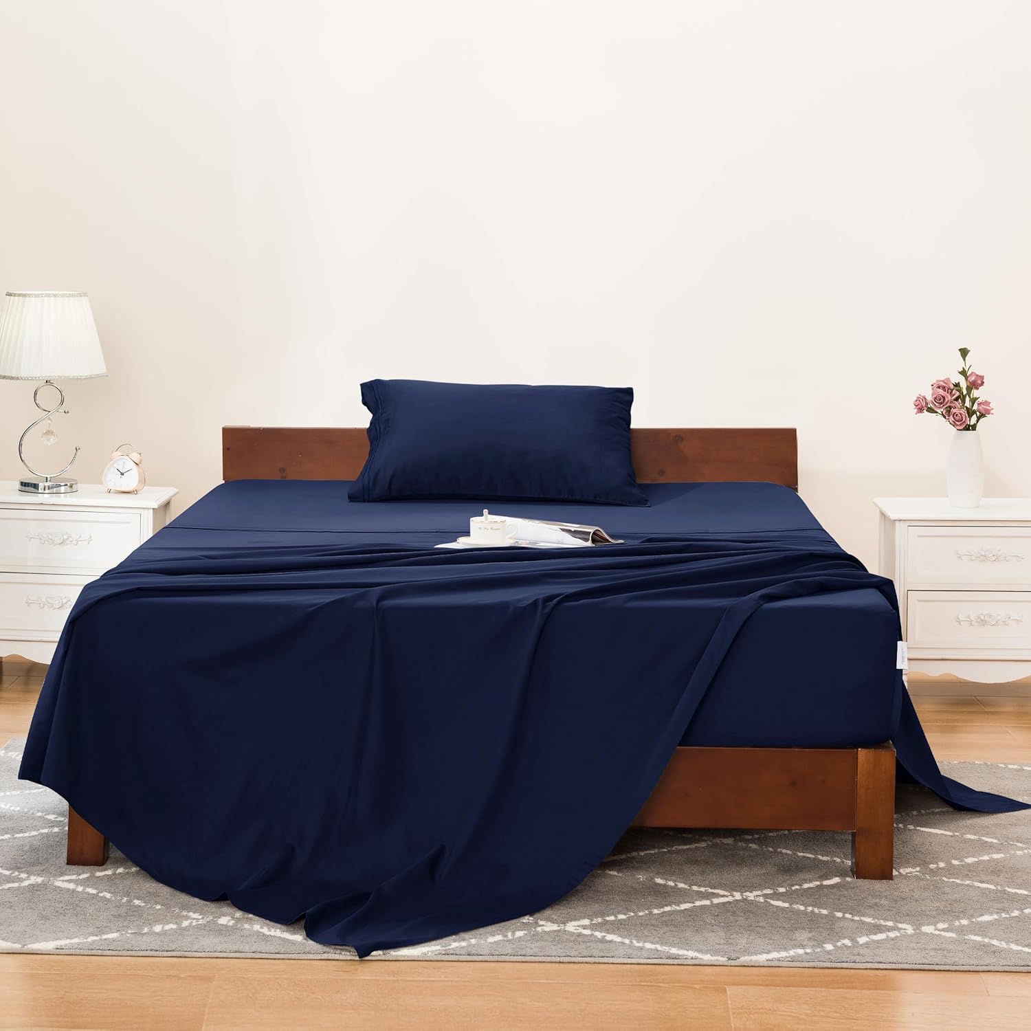 Juego de sábanas de 3 piezas para cama individual, sábanas y fundas de almohada de algodón Tencel, con bolsillos profundos, suave, resistente a la