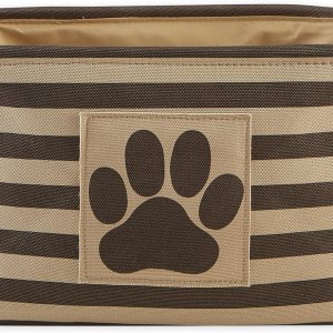 Bone Dry – Colección de almacenamiento para mascotas, canasta a rayas con parche de huella de pata Bone Dry – Colección de almacenamiento para mascotas, canasta a rayas con parche de huella de pata