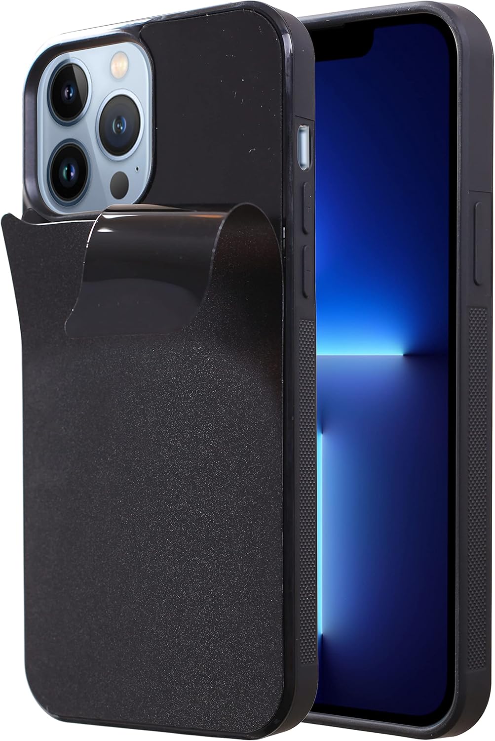 MONCABILE Funda que se adhiere a cualquier cosa gravedad cero caja del teléfono para iPhone 13 Pro Sticky Pluto Nano Succión Adhesivo Negro