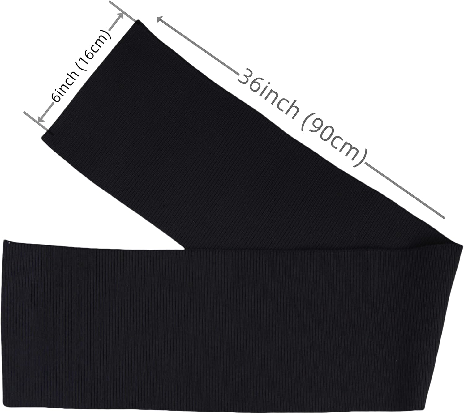 TinaKim Tejido de punto grueso para puños y cintura, material de bandas para el cuello, costura de chaqueta (negro, 36 x 6 pulgadas)