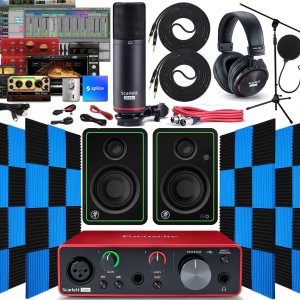Focusrite Scarlett Solo 2×2 interfaz de audio USB con kit de software de música creativa con monitores de estudio Mackie CR3-X paquete de 24 cuñas Focusrite Scarlett Solo 2×2 interfaz de audio USB con kit de software de música creativa con monitores de estudio Mackie CR3-X paquete de 24 cuñas