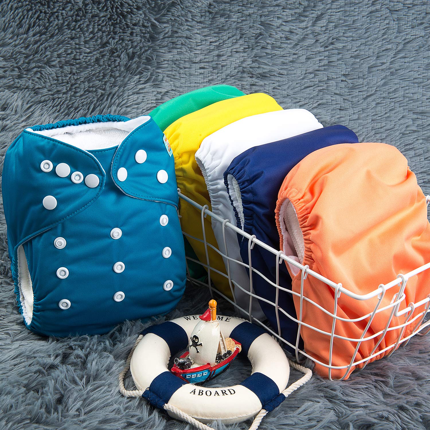 Pañales Alvababy de tela, talla única, lavables, reutilizables, paquete de 6 y 12 insertos, para bebé y niño, talla única , 6BM102, 1