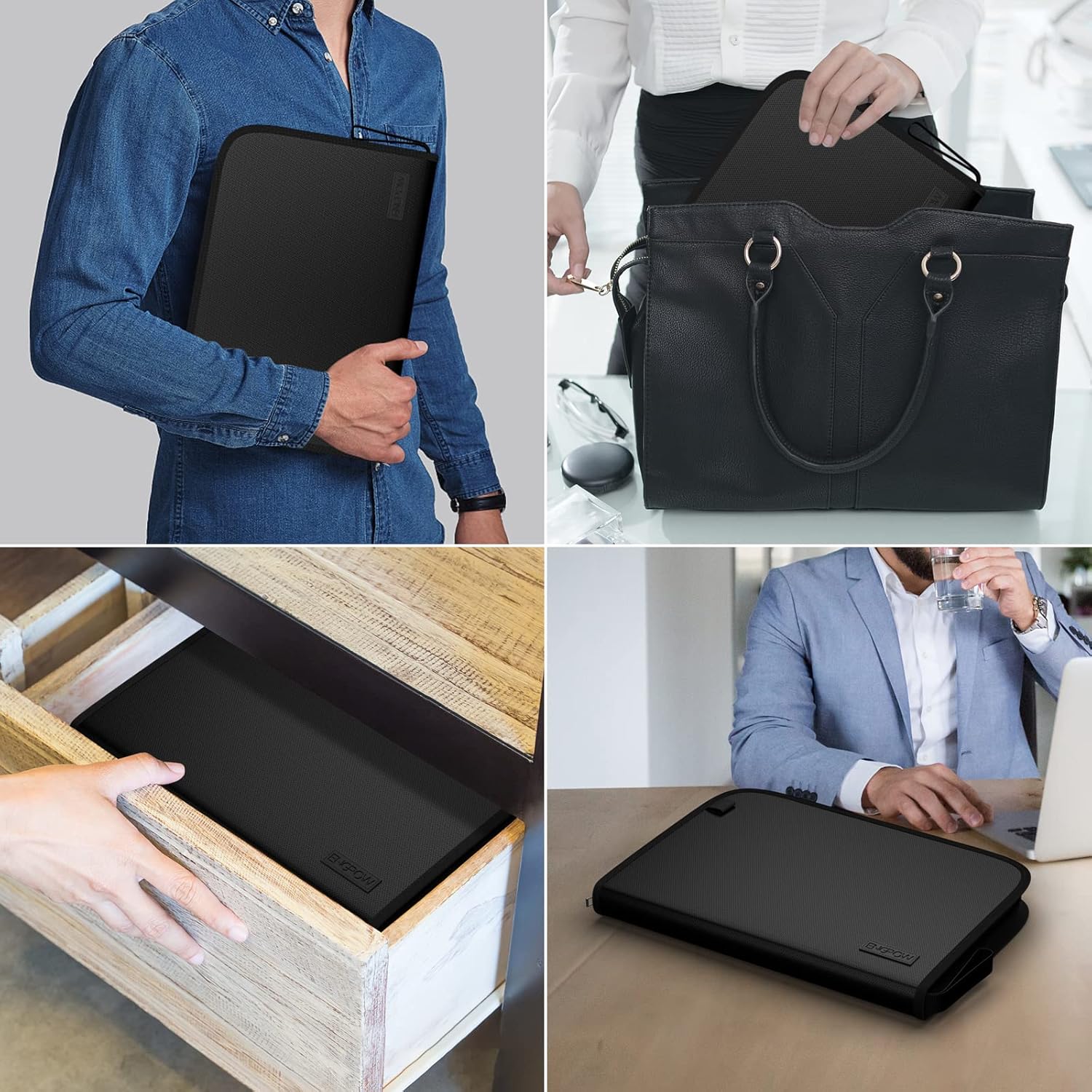 ENGPOW Carpeta de archivos expandible con bolsillos multifunción, carpeta de archivos ignífuga, resistente al fuego y al agua, bolsa de documentos