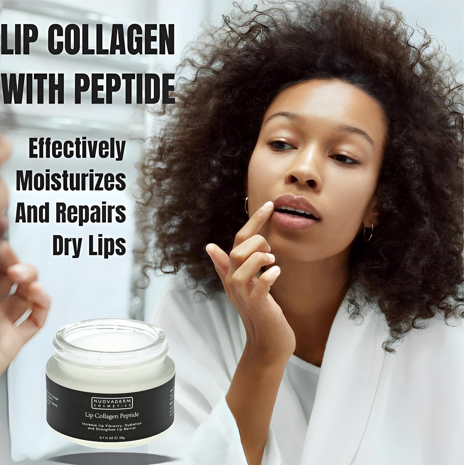 Péptidos de colágeno labial  Bálsamo vegano para rellenar los labios, mascarilla hidratante para labios, mositurizador labial, suaviza las líneas,