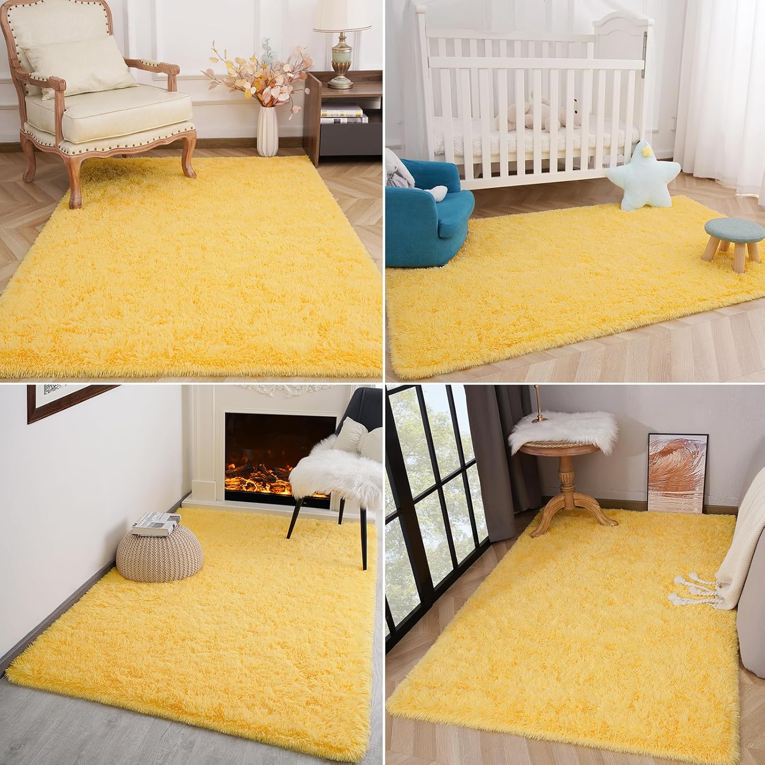 Kimicole Alfombra de área para dormitorio, sala de estar, decoración del hogar, alfombra mullida mejorada de 6 x 9 pies para apartamento,