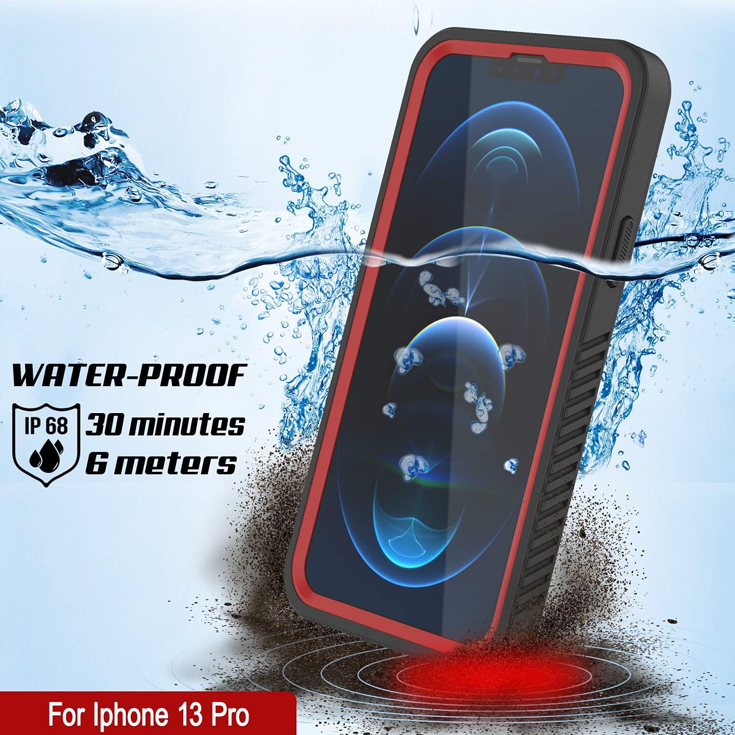 Punkcase Funda impermeable para iPhone 13 Pro Extreme Series Slim Fit Certificado IP68 a prueba de golpes a prueba de nieve con protector de