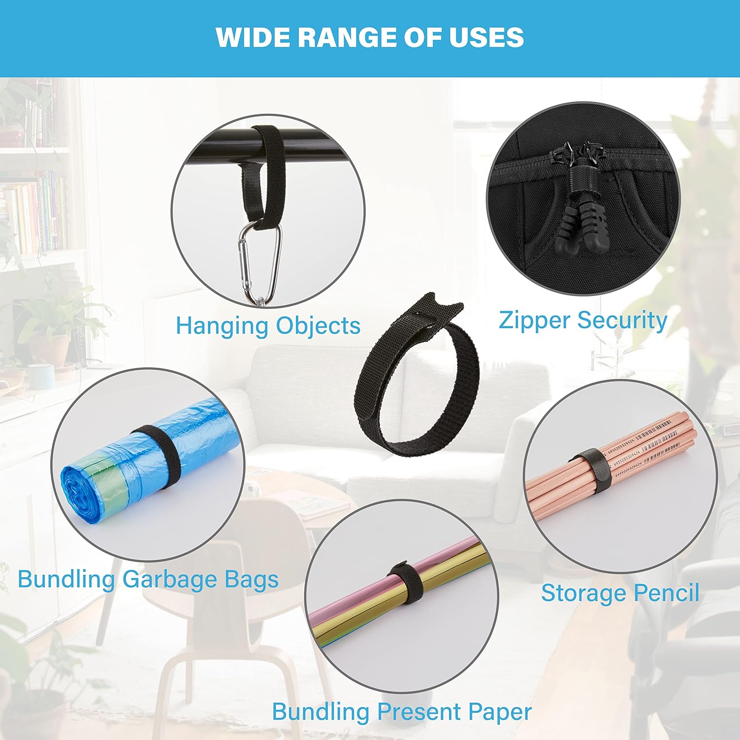 150 bridas reutilizables con gancho y bucle, correas de cables ajustables multiusos para organizar el hogar, la oficina y los centros de datos