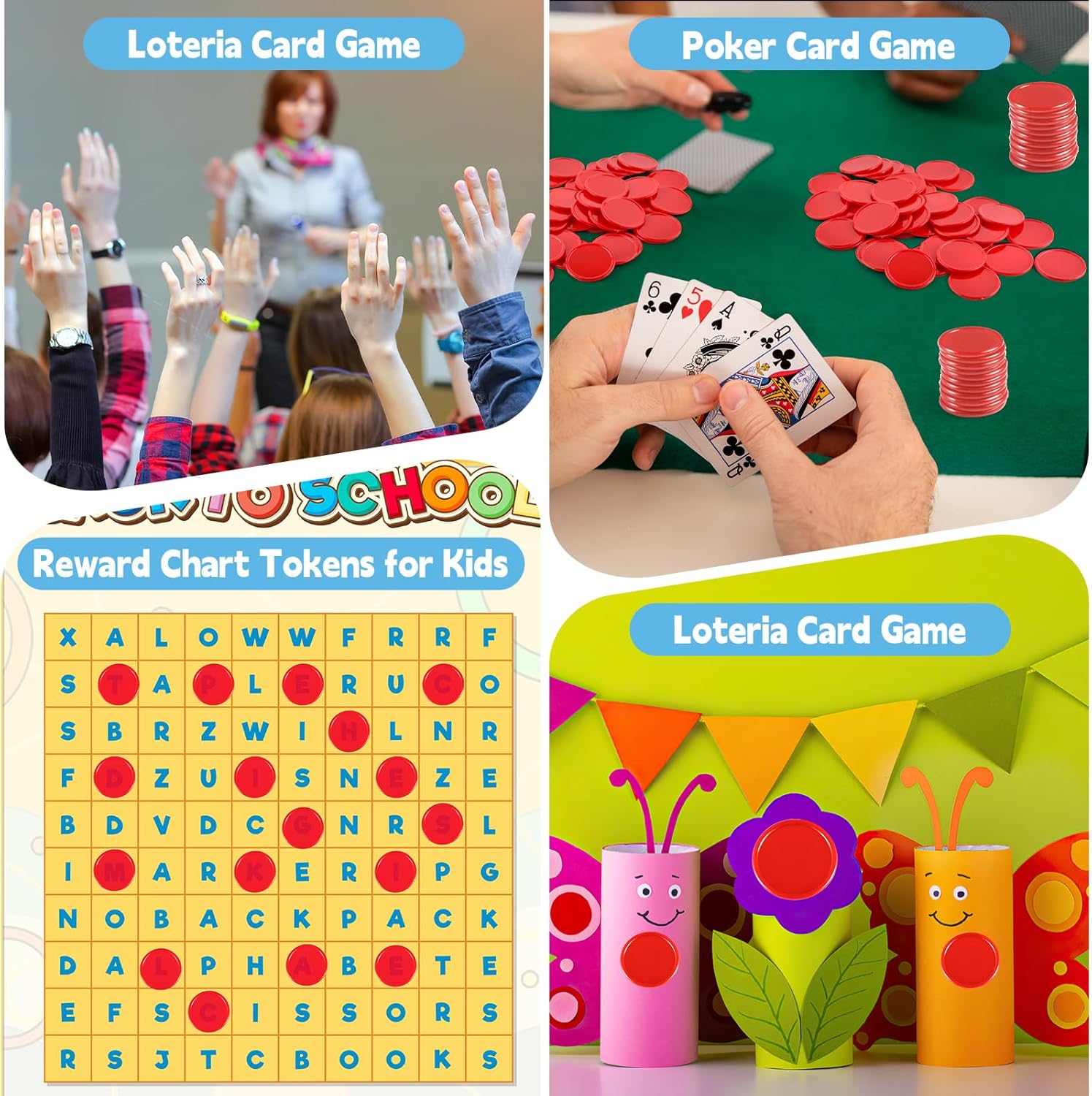 Coopay Discos de contador de aprendizaje de plástico de 1.5 pulgadas, discos de conteo de fichas de bingo para práctica de matemáticas y fichas de