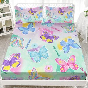 AILONEN Juego de sábanas bajeras de mariposa tamaño individual, juego de sábanas de mariposa para niñas, sábanas coloridas de mariposa para niños, AILONEN Juego de sábanas bajeras de mariposa tamaño individual, juego de sábanas de mariposa para niñas, sábanas coloridas de mariposa para niños,