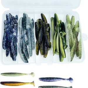 LURESMEOW Cebos de natación de cola de paleta, señuelos de pesca de plástico suave, cebos de natación para pesca de lubina, 3050100 piezas con caja, LURESMEOW Cebos de natación de cola de paleta, señuelos de pesca de plástico suave, cebos de natación para pesca de lubina, 3050100 piezas con caja,