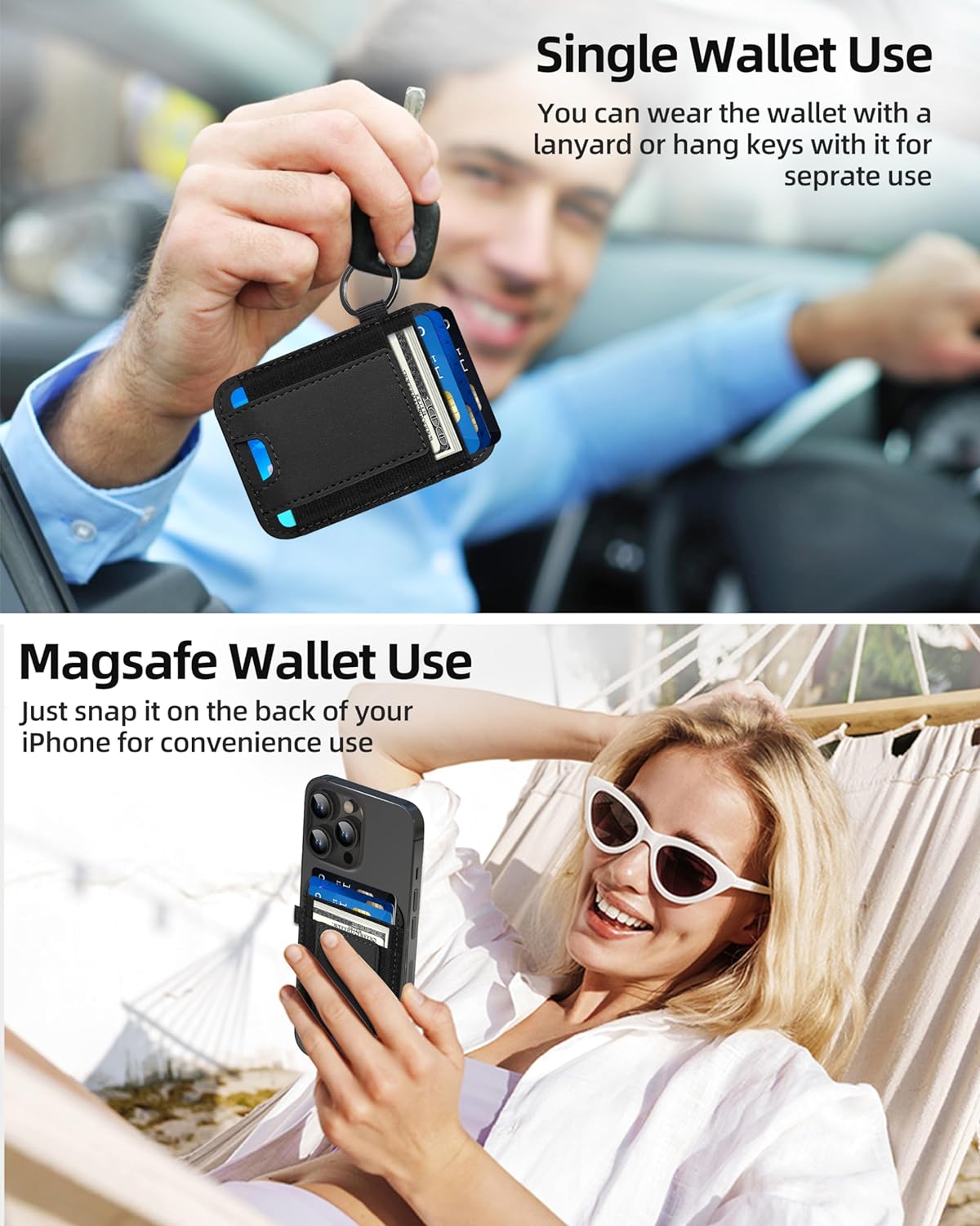 Magsafe Wallet, cartera magnética más fuerte para iPhone serie 1615141312, para tarjetero Magsafe con 2 ranuras para tarjetas, bloqueo RFID, cuero