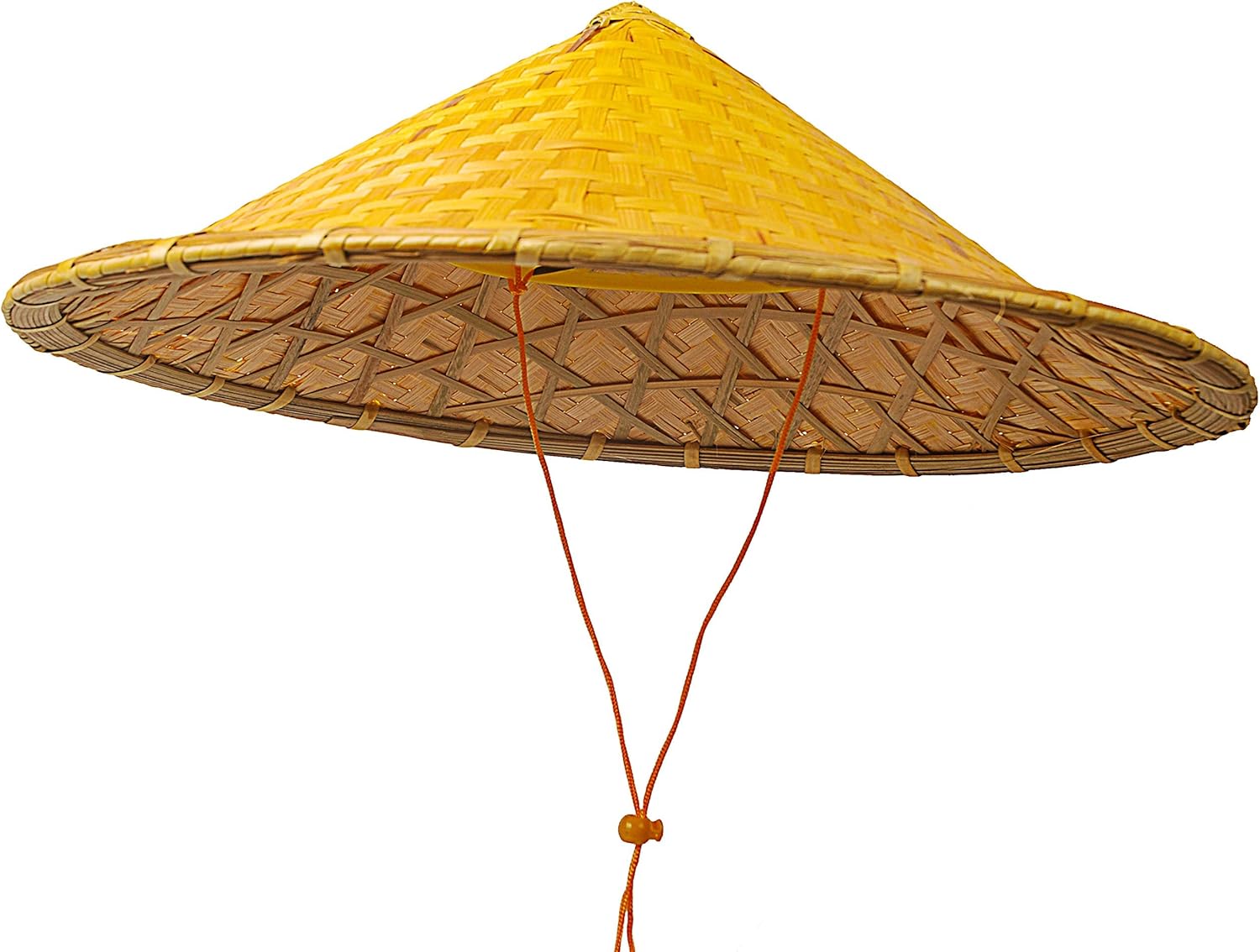 NW Xihexi Paquete de 2 sombreros chinos de bambú para granjero de arroz oriental asiático japonés jardín pez, tapa cónica