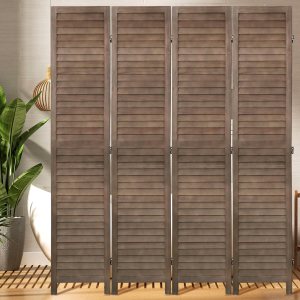 BLKMTY Divisor de habitación, 4 paneles de pantalla plegable de madera, pantalla de privacidad de 5.6 pies de alto, pantalla de privacidad BLKMTY Divisor de habitación, 4 paneles de pantalla plegable de madera, pantalla de privacidad de 5.6 pies de alto, pantalla de privacidad