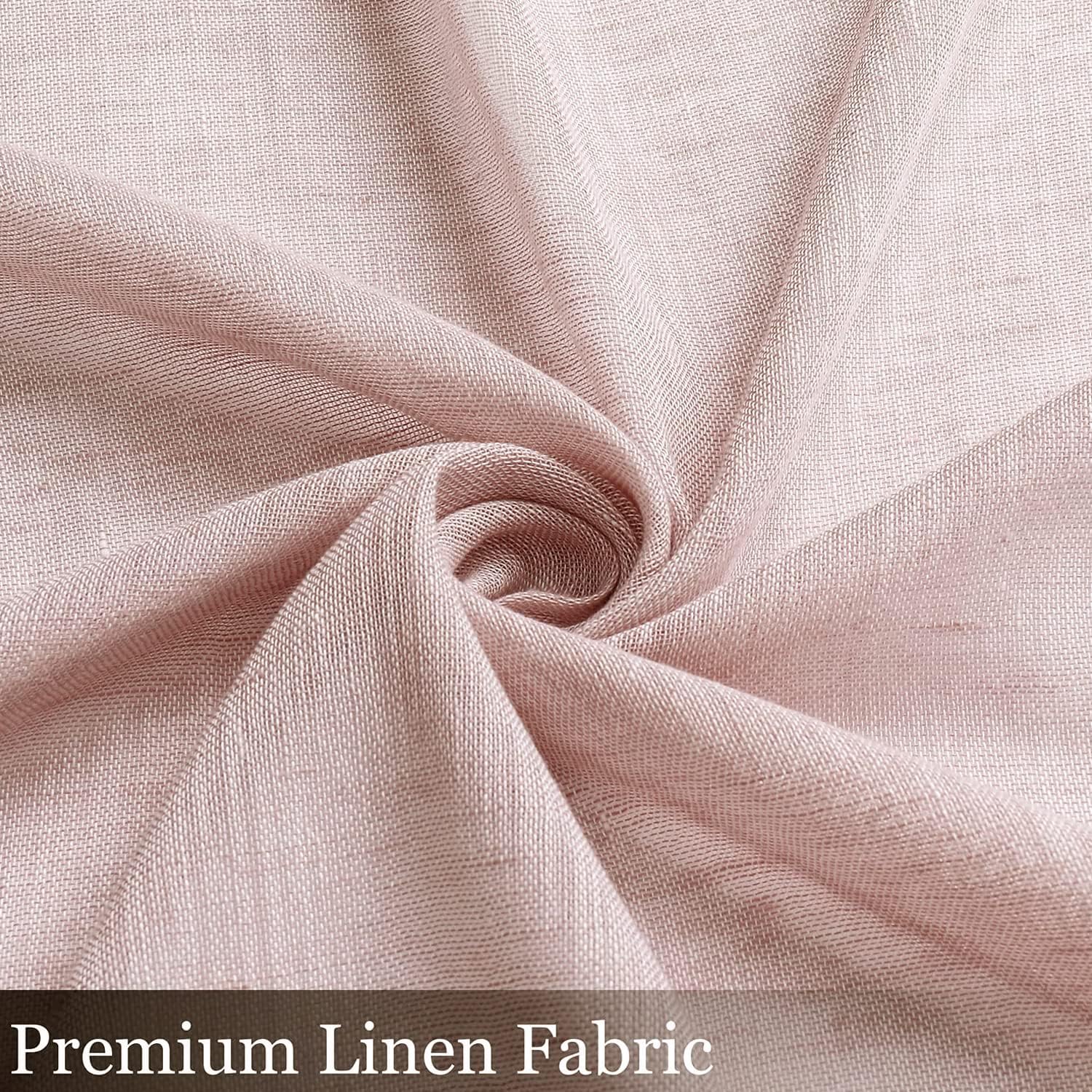 SELETEX – Cortinas traslúcidas de lino natural color rosa rubor para sala de estar, elegantes cortinas lisas para ventana que filtran la luz,