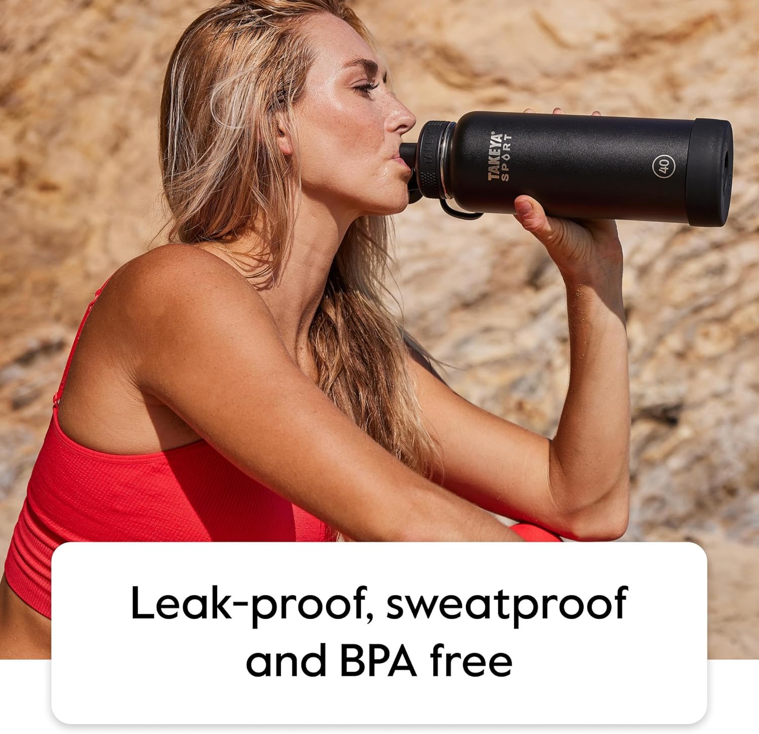 Takeya Botella de agua deportiva de acero inoxidable con aislamiento de triple pared de 32 onzas con tapa de boquilla de bloqueo de hielo, calidad