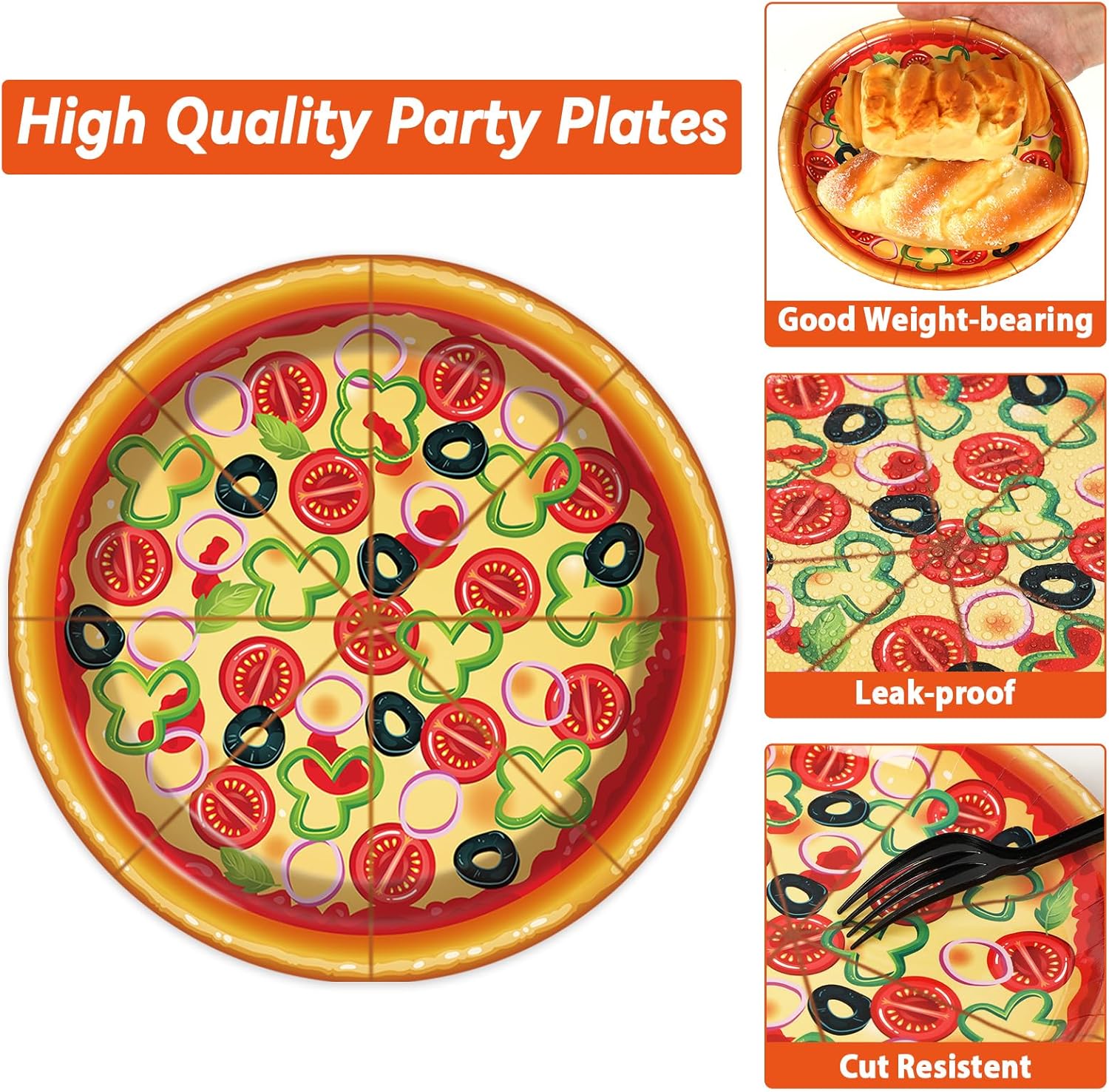 Qyeahkj Juego de platos y servilletas para fiesta de pizza, para 50 invitados, para fiestas de cumpleaños, decoración de vajilla para niños, niñas,