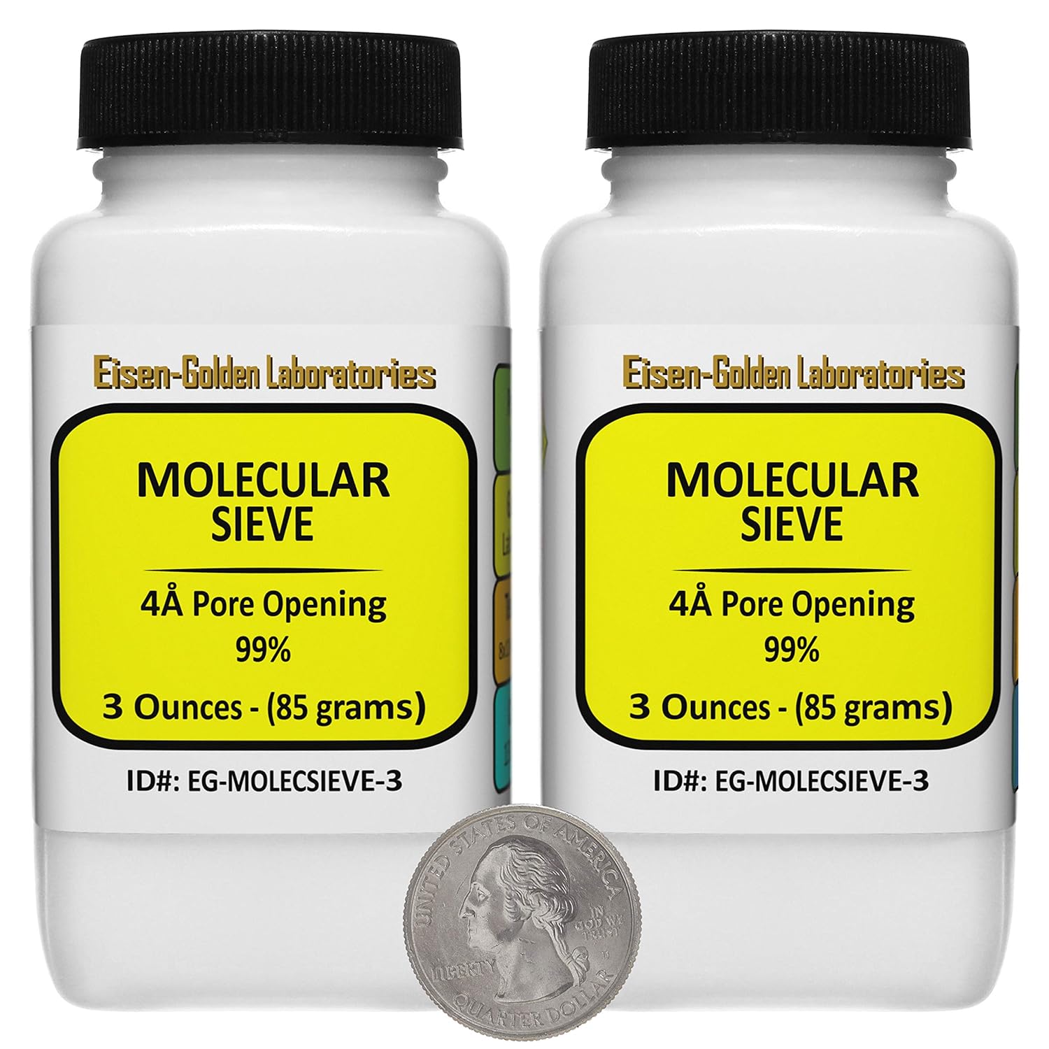 Tamiz molecular apertura de poros 4A 99% grado de laboratorio 8×12 cuentas de malla 6 onzas en dos botellas