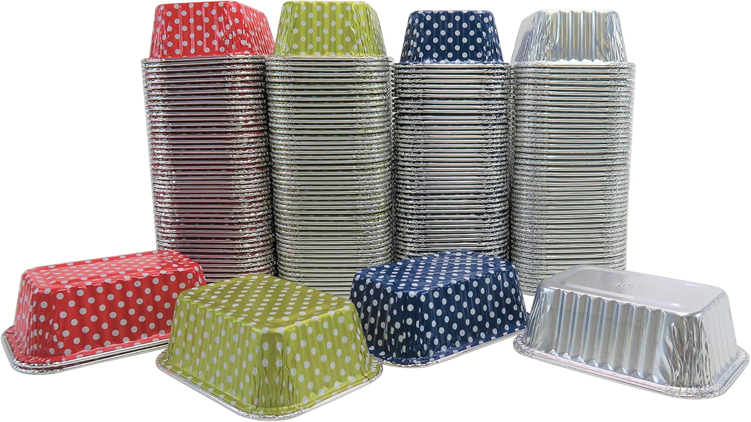 KitchenDance – Mini moldes desechables de aluminio sin tapa, bandeja rectangular individual de papel de aluminio de 6 onzas para pasteles,