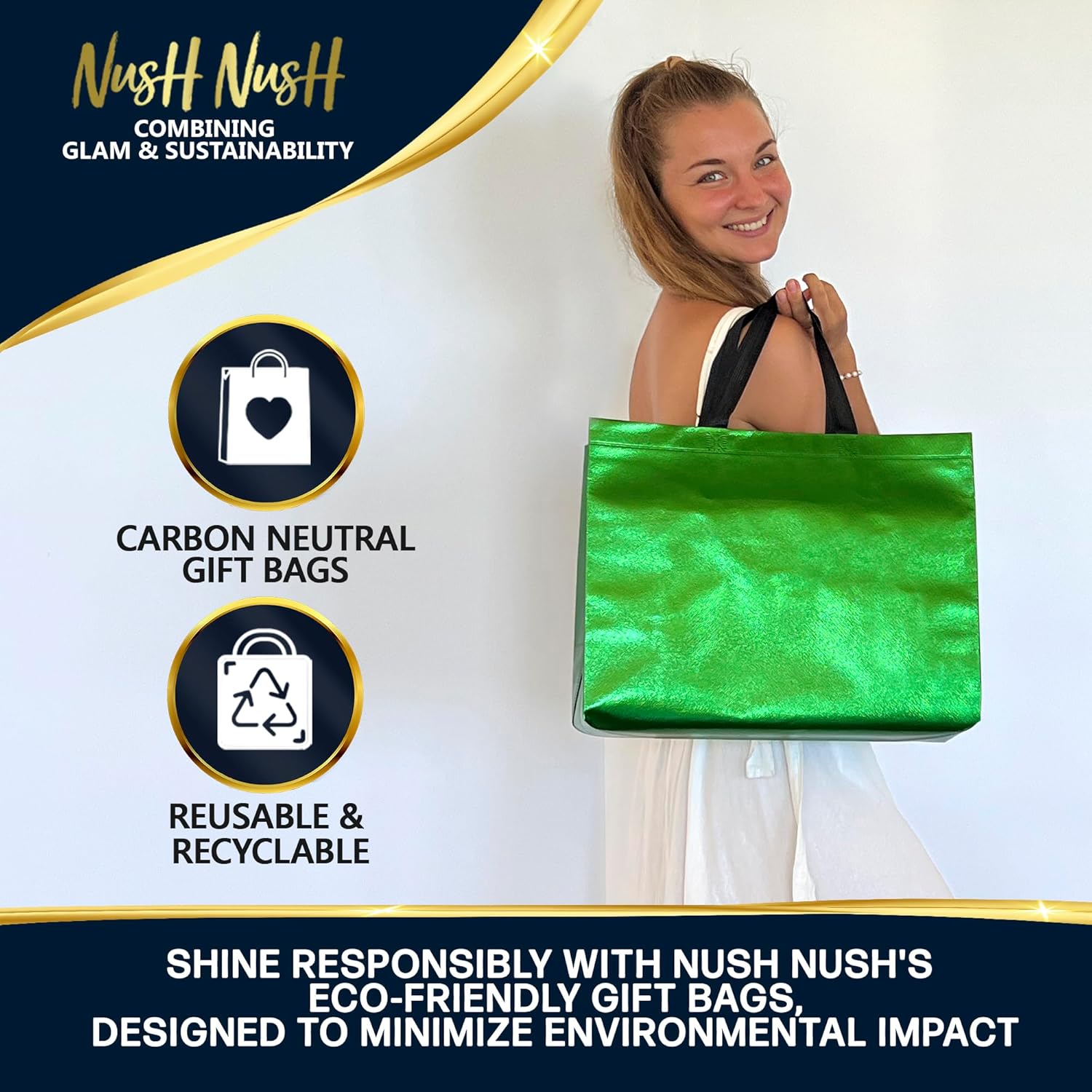 Nush Nush Bolsas de regalo de colores mixtos de tamaño extra grande  Juego de 12 bolsas de regalo reutilizables de seis colores vibrantes con
