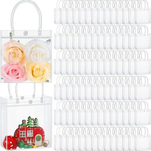 Abbylike 200 bolsas de regalo de plástico transparente para el Día de la Madre con asa de 5.9 x 6.3 x 2.8 pulgadas, bolsas de regalo de PVC Abbylike 200 bolsas de regalo de plástico transparente para el Día de la Madre con asa de 5.9 x 6.3 x 2.8 pulgadas, bolsas de regalo de PVC