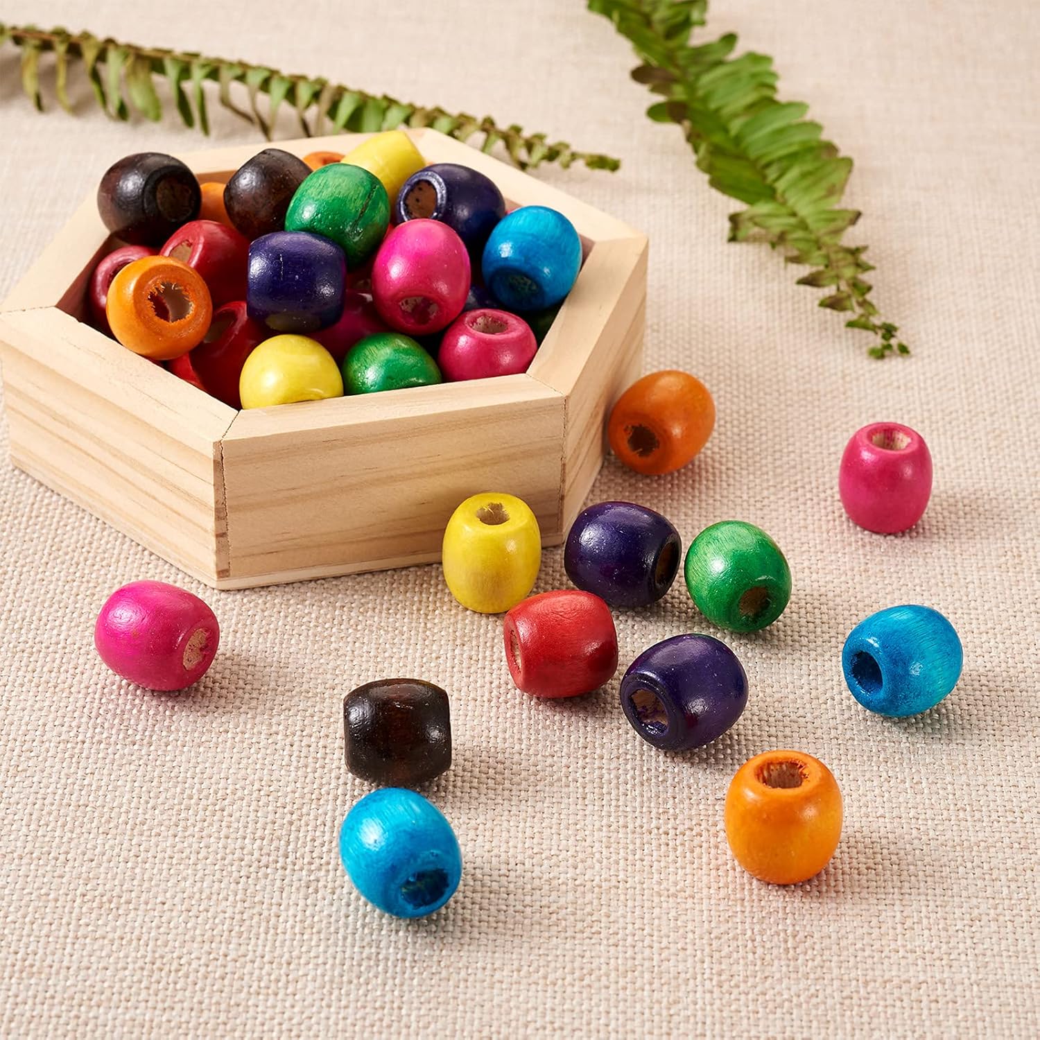 Craftdady Cuentas espaciadoras de barril de madera de agujero grande, cuentas de madera natural Rondelle Drum Dreadlock Hair Braid Beads