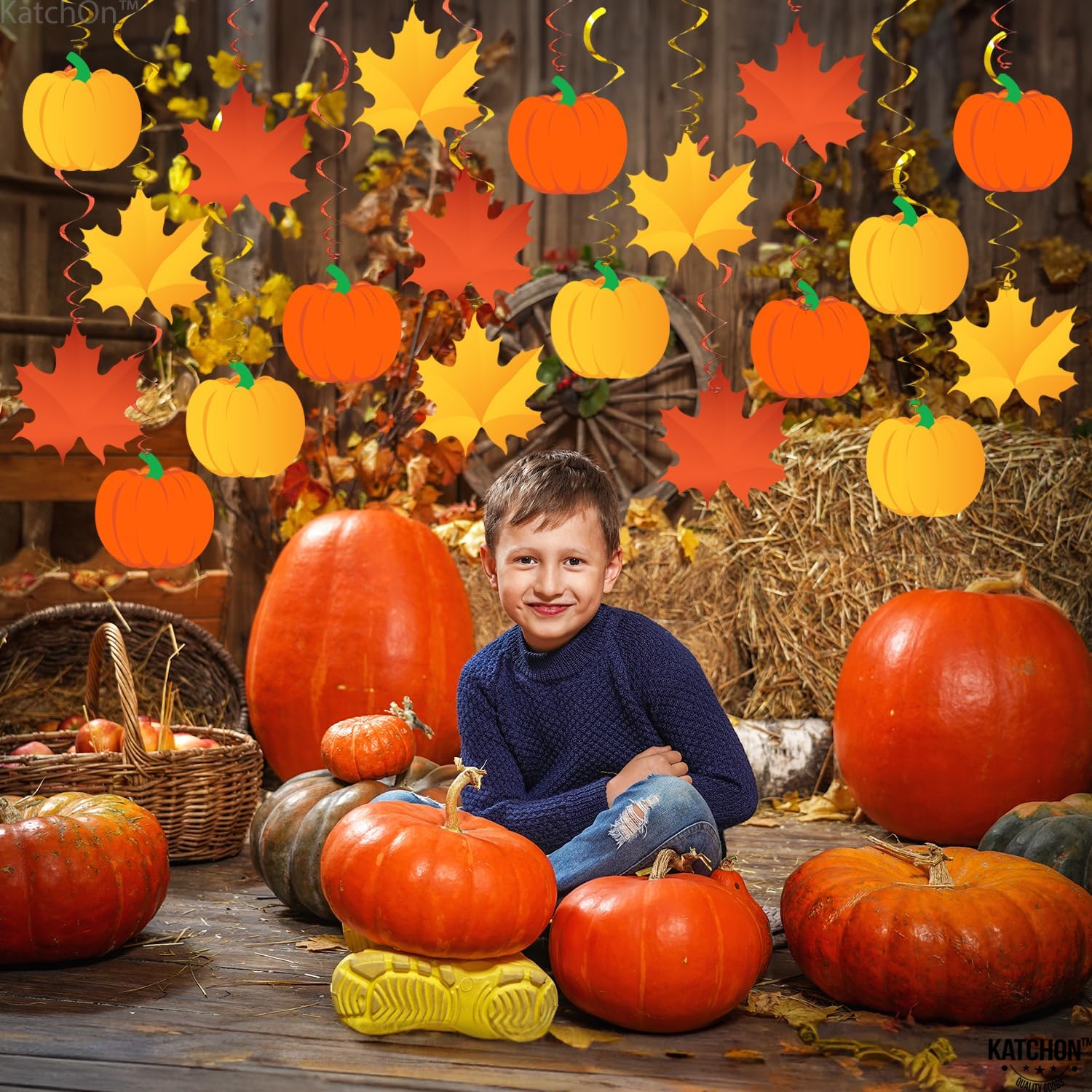 KatchOn, Remolinos de otoño para decoraciones de otoño para el aula, paquete de 30, no puedes hacerlo tú mismo, centro de mesa de calabaza de panal