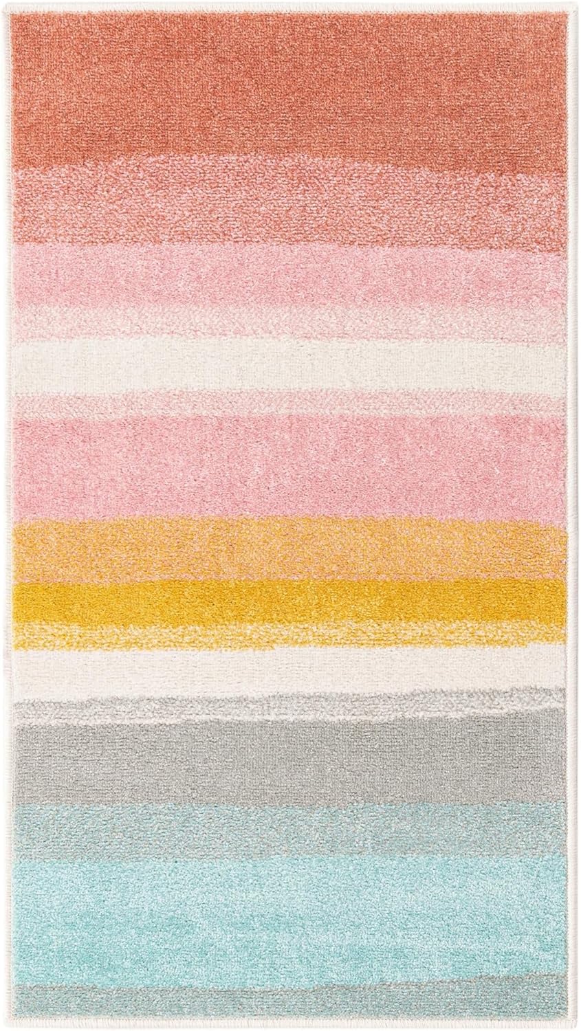 Unique Loom Whimsy Kids Collection – Alfombra de área con diseño de arcoíris abstracto pastel (2 pies 2 pulgadas x 3 pies 11 pulgadas, multicolor
