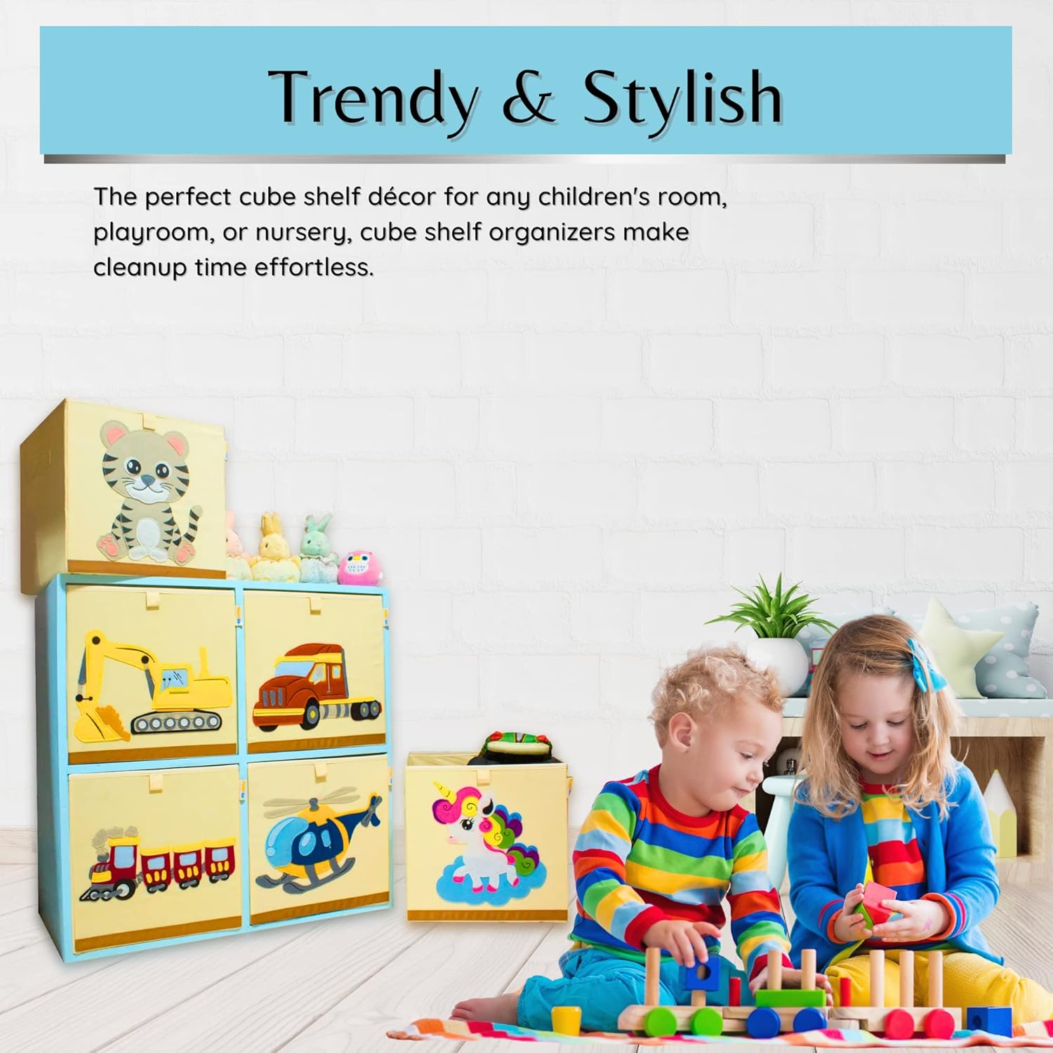 Product 4 Kids – Contenedores organizadores de almacenamiento lavables, organizadores de juguetes de lona plegables y almacenamiento para juguetes,